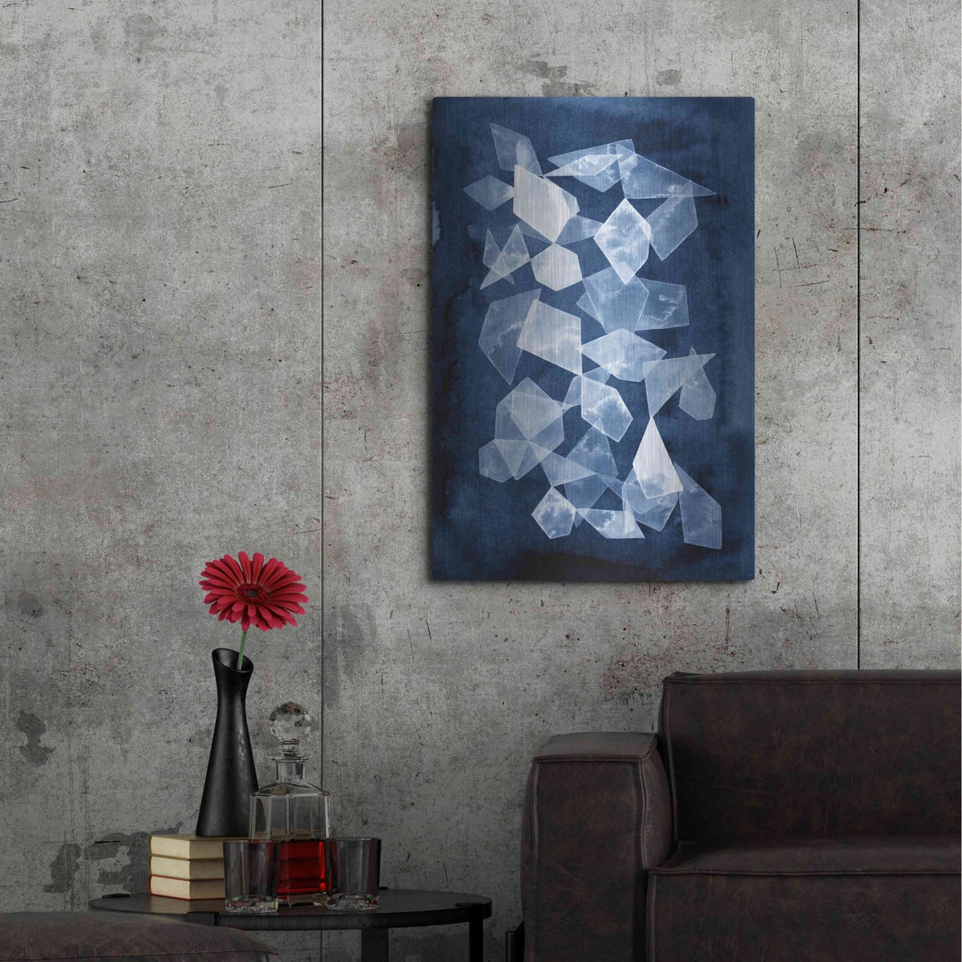 Luxe Metal Art 'Indigo Glass I' by Grace Popp, Metal Wall Art,24x36