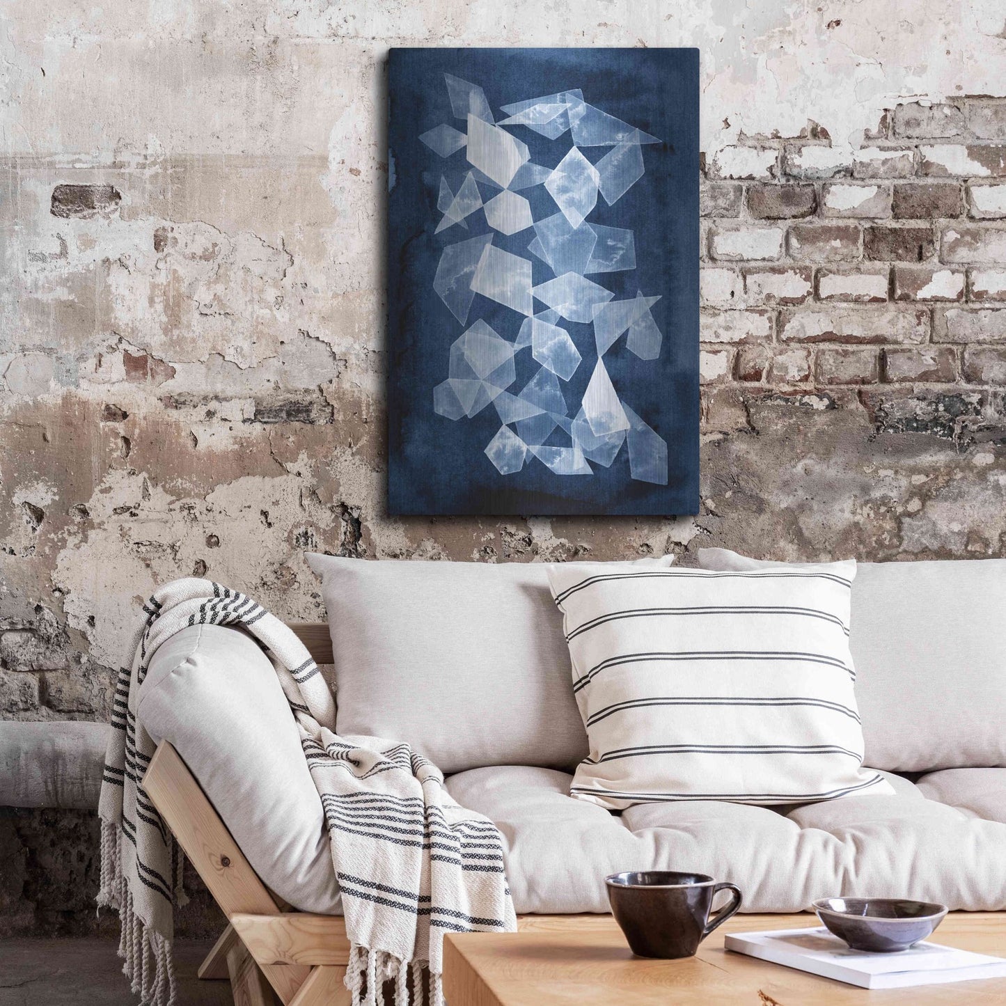 Luxe Metal Art 'Indigo Glass I' by Grace Popp, Metal Wall Art,24x36