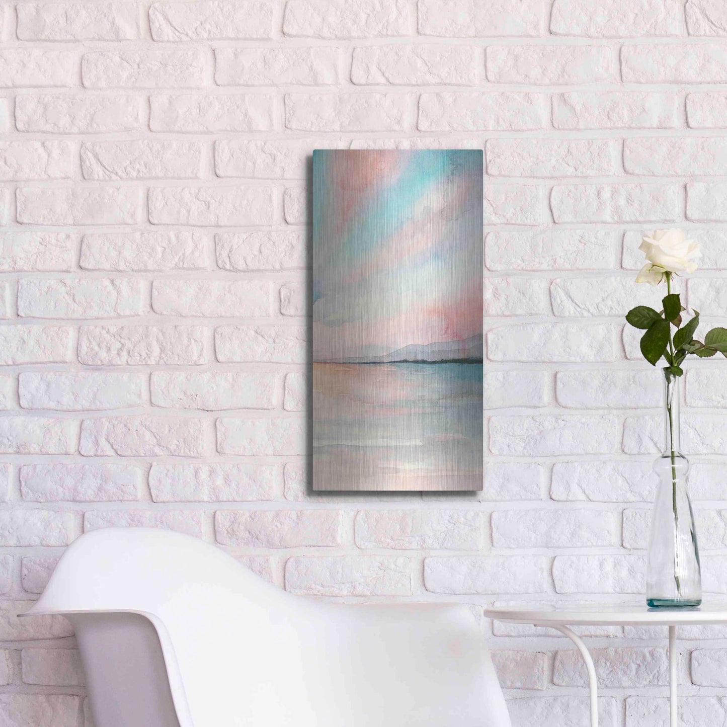 Luxe Metal Art 'Sea Sunset Triptych III' by Grace Popp, Metal Wall Art,12x24