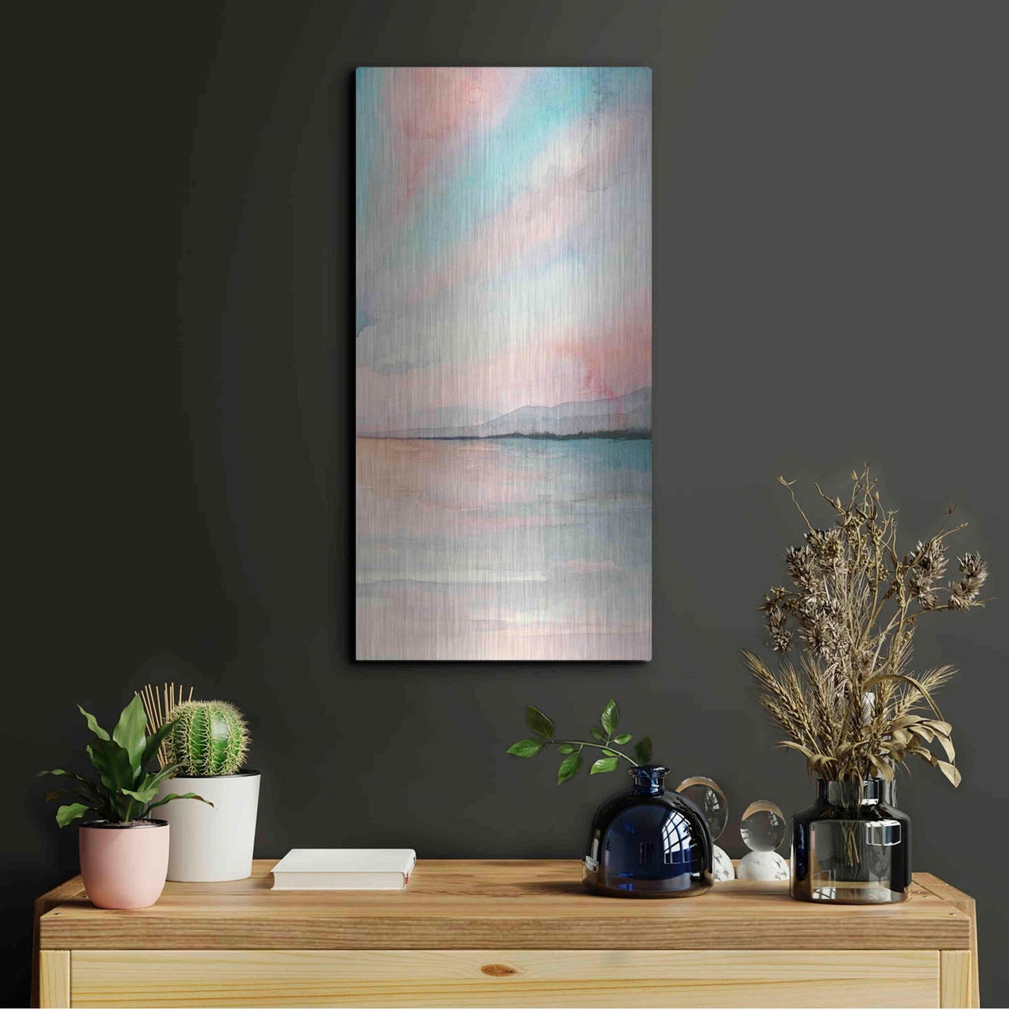 Luxe Metal Art 'Sea Sunset Triptych III' by Grace Popp, Metal Wall Art,12x24