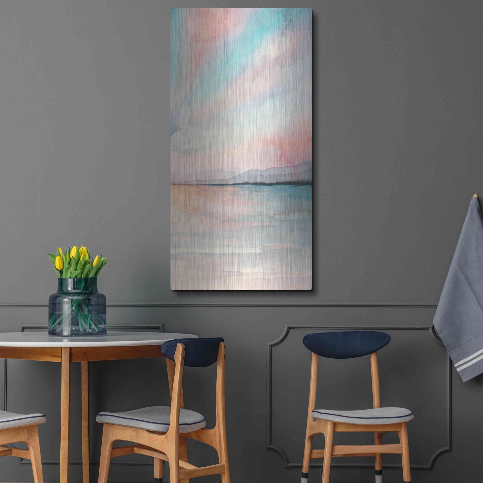 Luxe Metal Art 'Sea Sunset Triptych III' by Grace Popp, Metal Wall Art,24x48