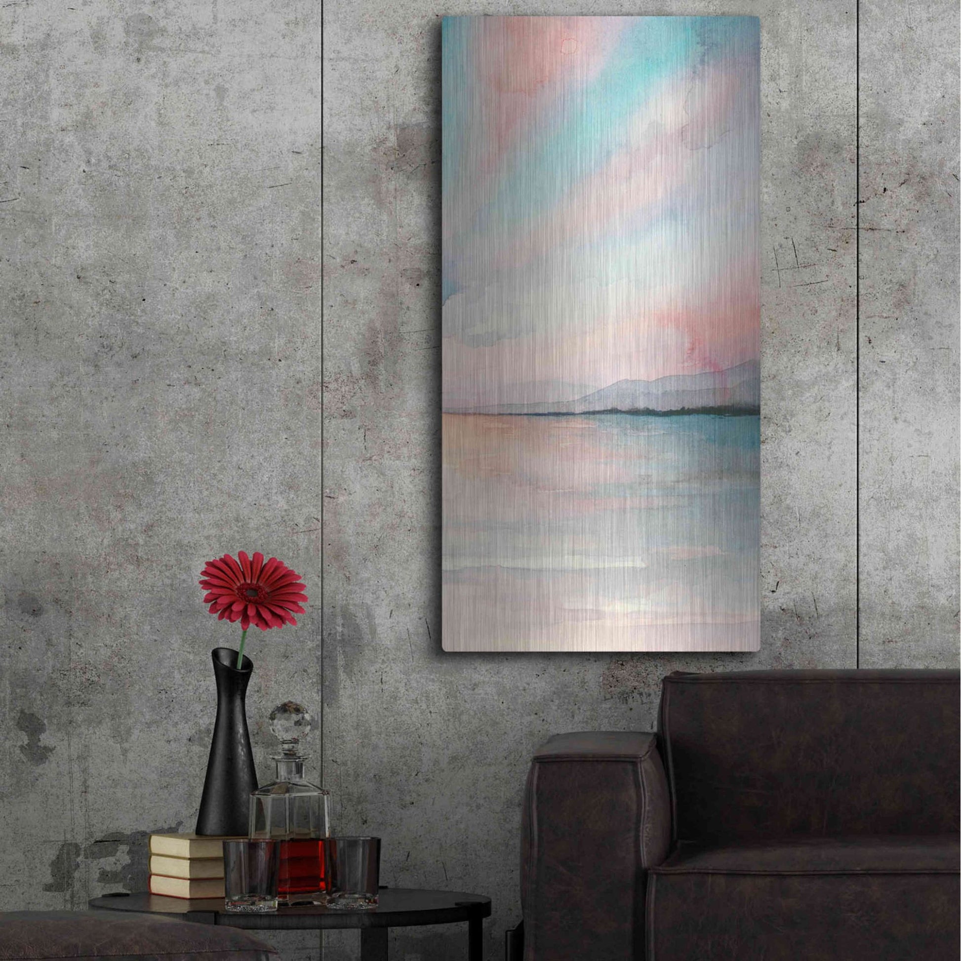 Luxe Metal Art 'Sea Sunset Triptych III' by Grace Popp, Metal Wall Art,24x48