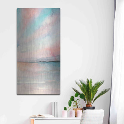 Luxe Metal Art 'Sea Sunset Triptych III' by Grace Popp, Metal Wall Art,24x48