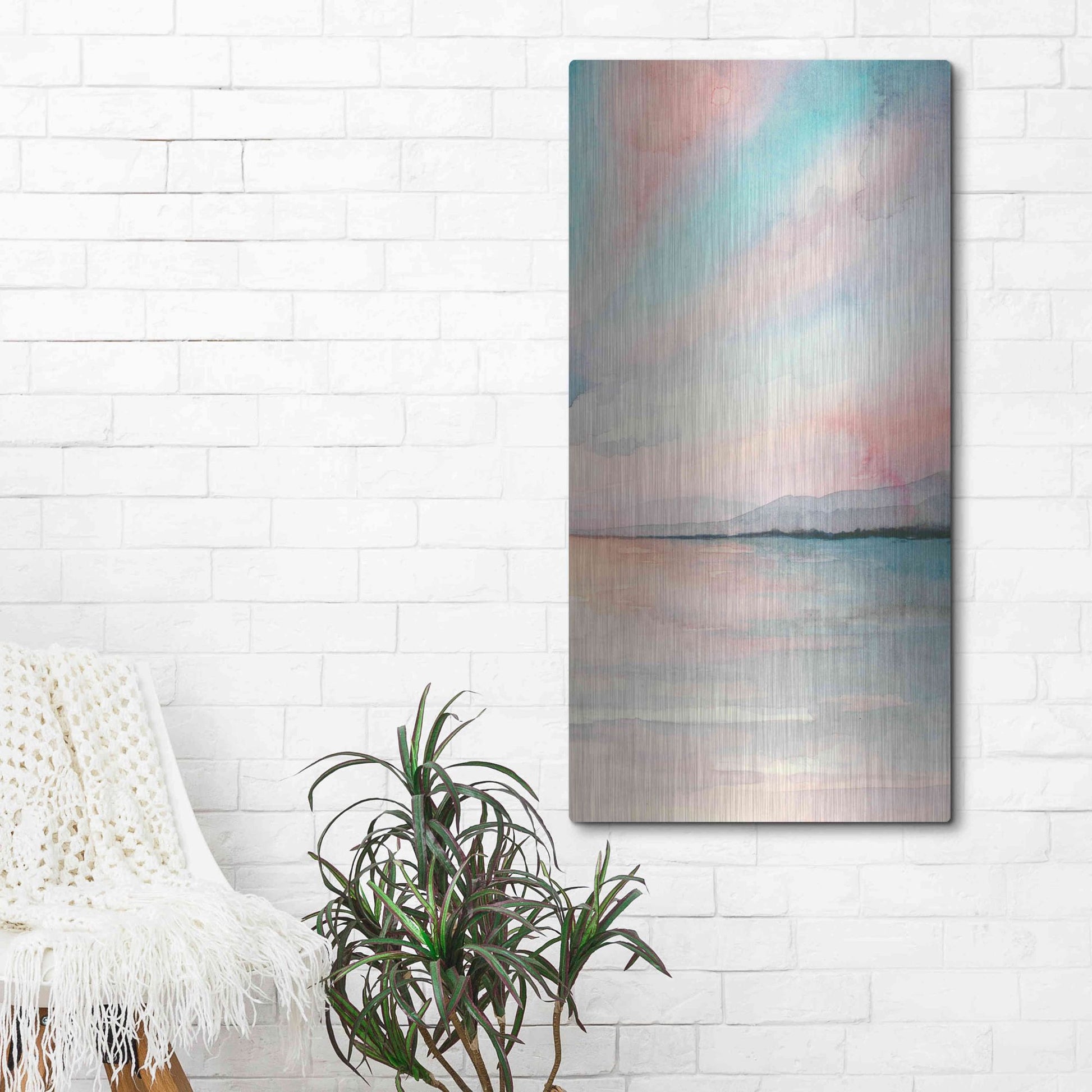 Luxe Metal Art 'Sea Sunset Triptych III' by Grace Popp, Metal Wall Art,24x48