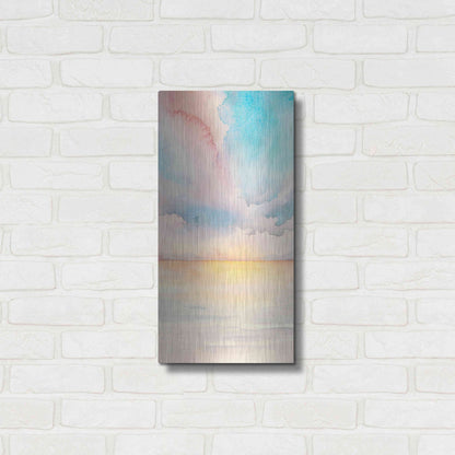 Luxe Metal Art 'Sea Sunset Triptych II' by Grace Popp, Metal Wall Art,12x24