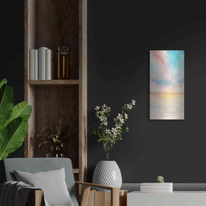 Luxe Metal Art 'Sea Sunset Triptych II' by Grace Popp, Metal Wall Art,12x24