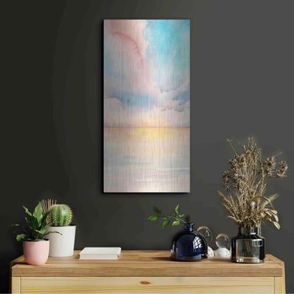 Luxe Metal Art 'Sea Sunset Triptych II' by Grace Popp, Metal Wall Art,12x24