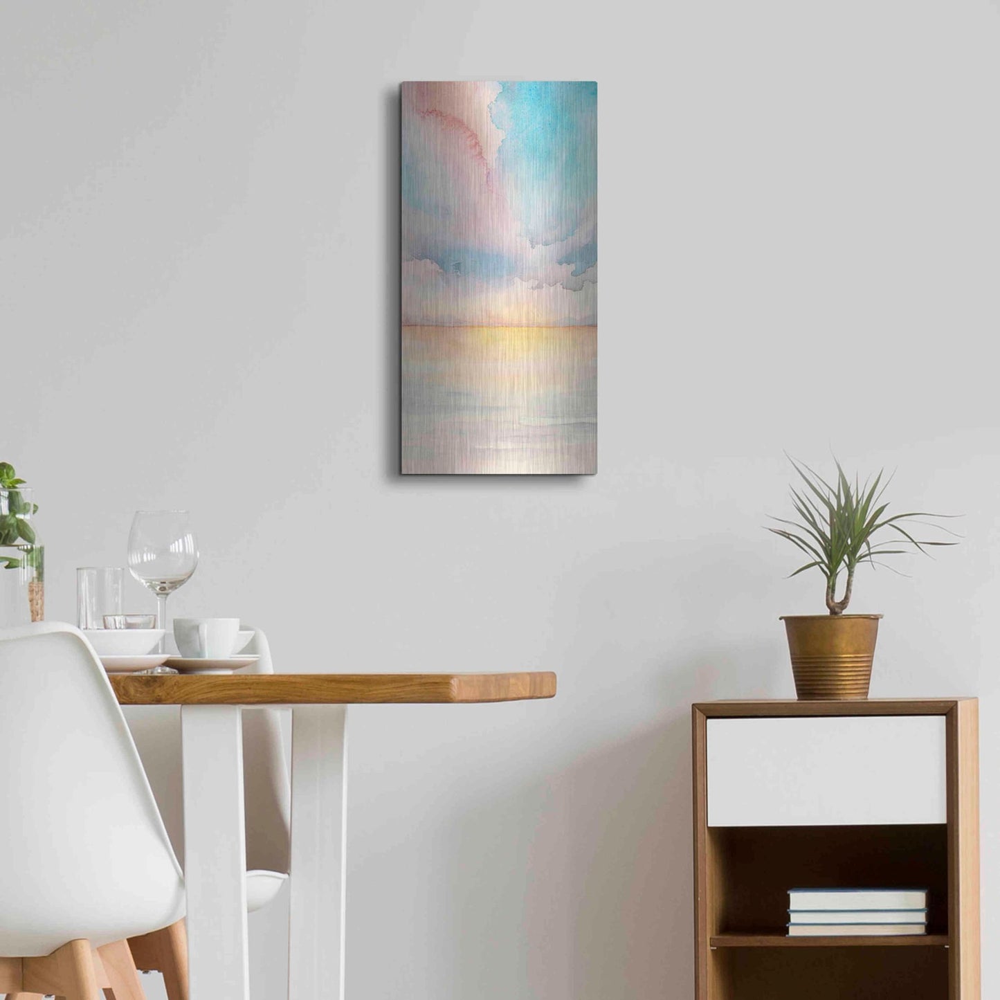 Luxe Metal Art 'Sea Sunset Triptych II' by Grace Popp, Metal Wall Art,12x24