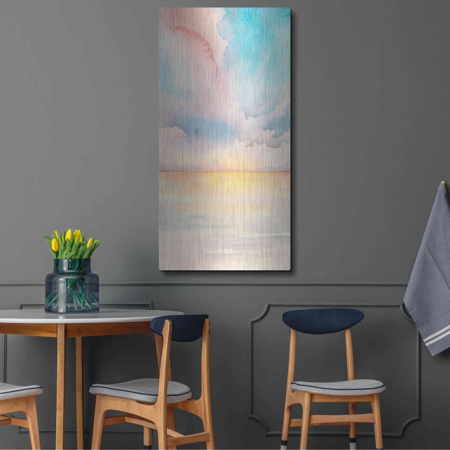 Luxe Metal Art 'Sea Sunset Triptych II' by Grace Popp, Metal Wall Art,24x48