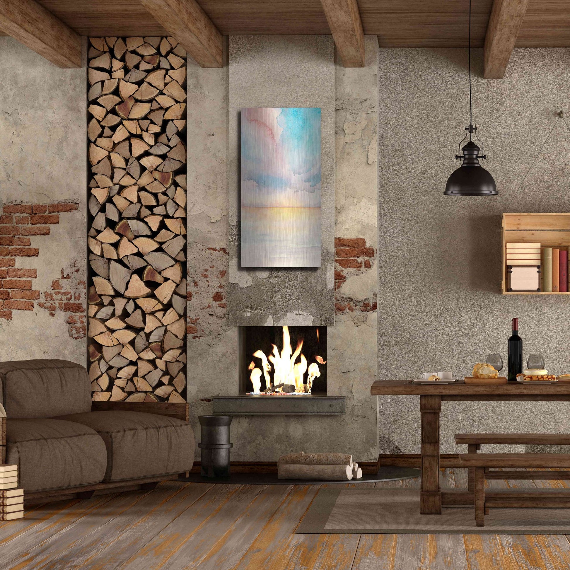 Luxe Metal Art 'Sea Sunset Triptych II' by Grace Popp, Metal Wall Art,24x48