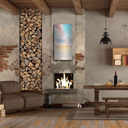 Luxe Metal Art 'Sea Sunset Triptych II' by Grace Popp, Metal Wall Art,24x48