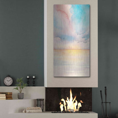 Luxe Metal Art 'Sea Sunset Triptych II' by Grace Popp, Metal Wall Art,24x48