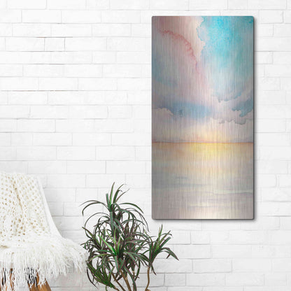 Luxe Metal Art 'Sea Sunset Triptych II' by Grace Popp, Metal Wall Art,24x48