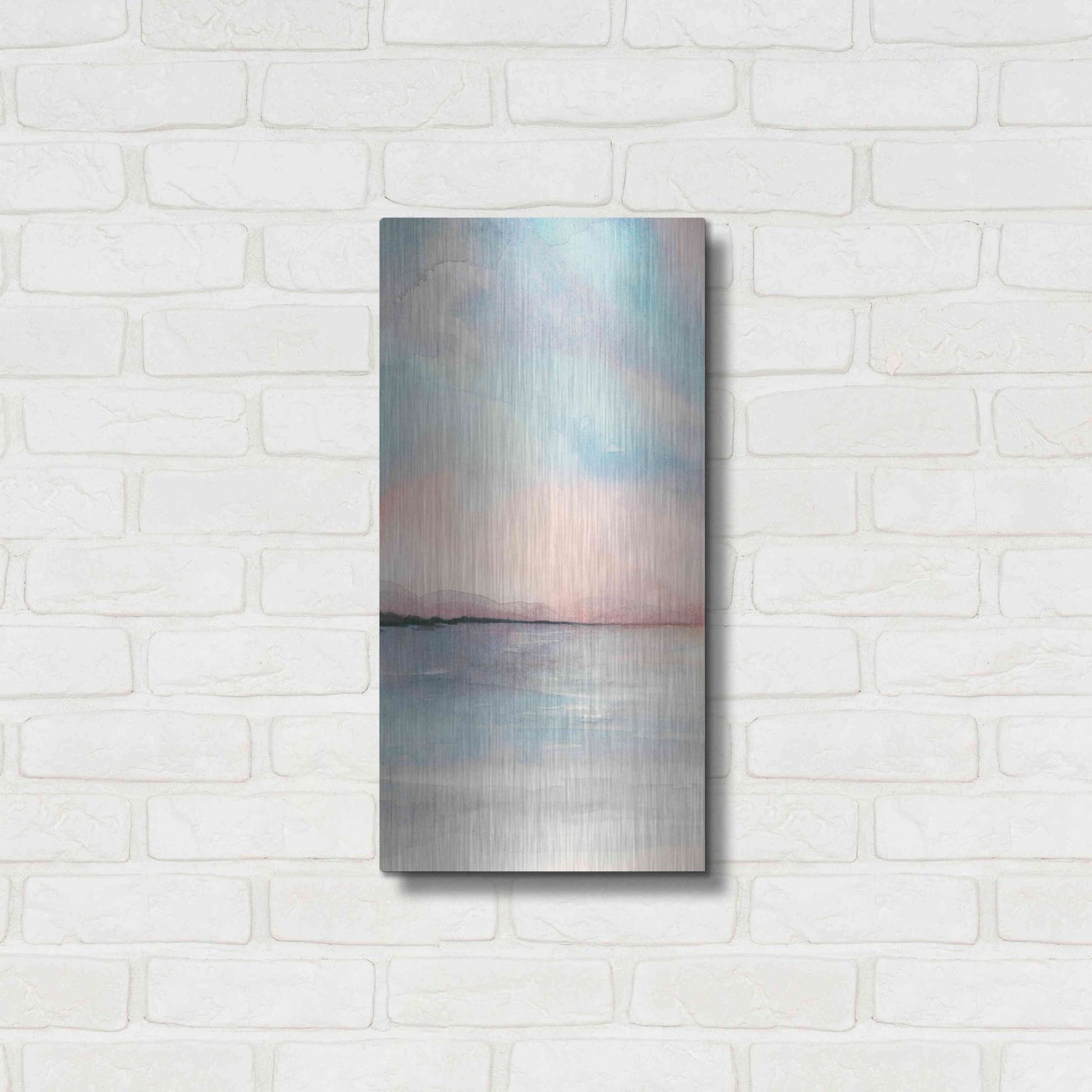 Luxe Metal Art 'Sea Sunset Triptych I' by Grace Popp, Metal Wall Art,12x24