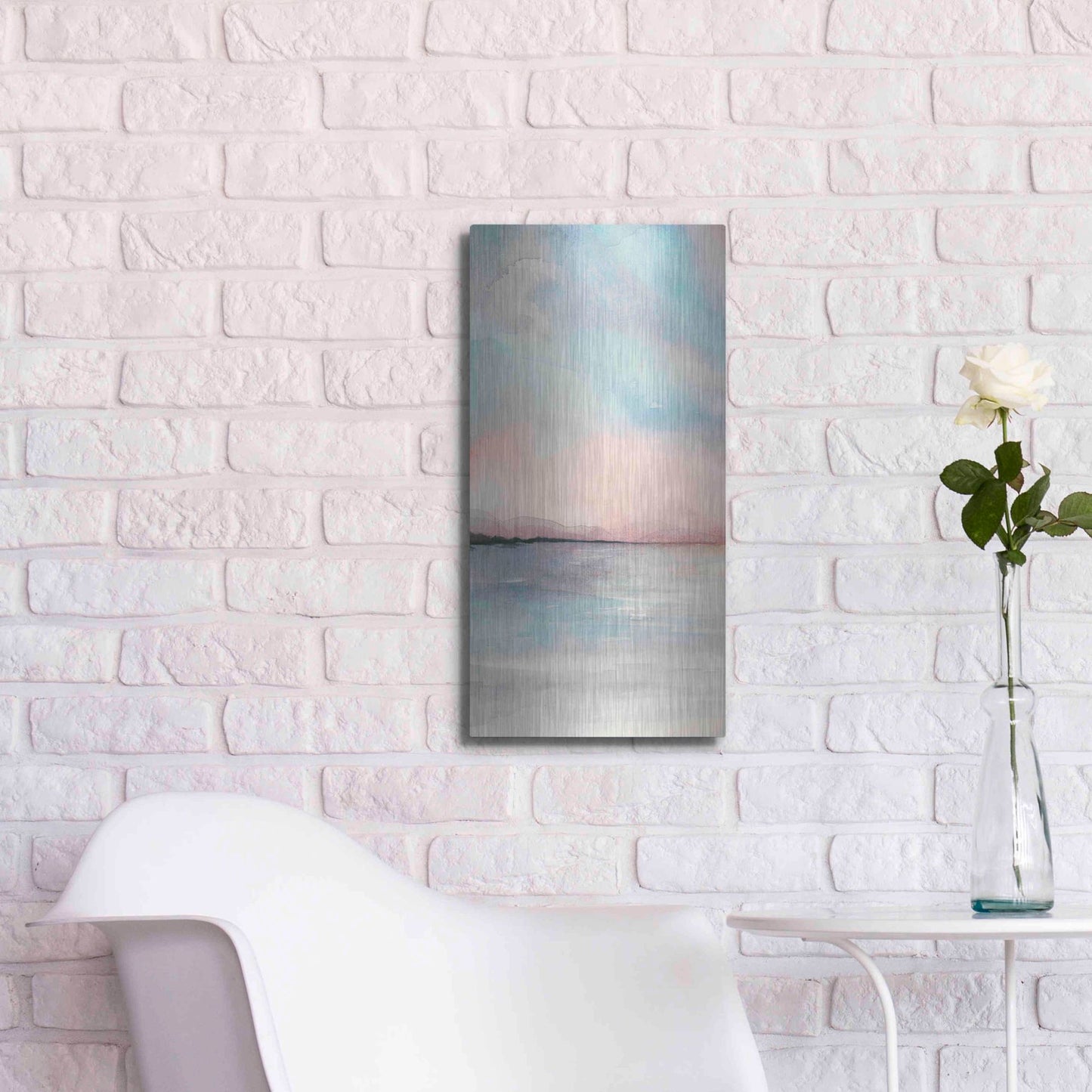 Luxe Metal Art 'Sea Sunset Triptych I' by Grace Popp, Metal Wall Art,12x24