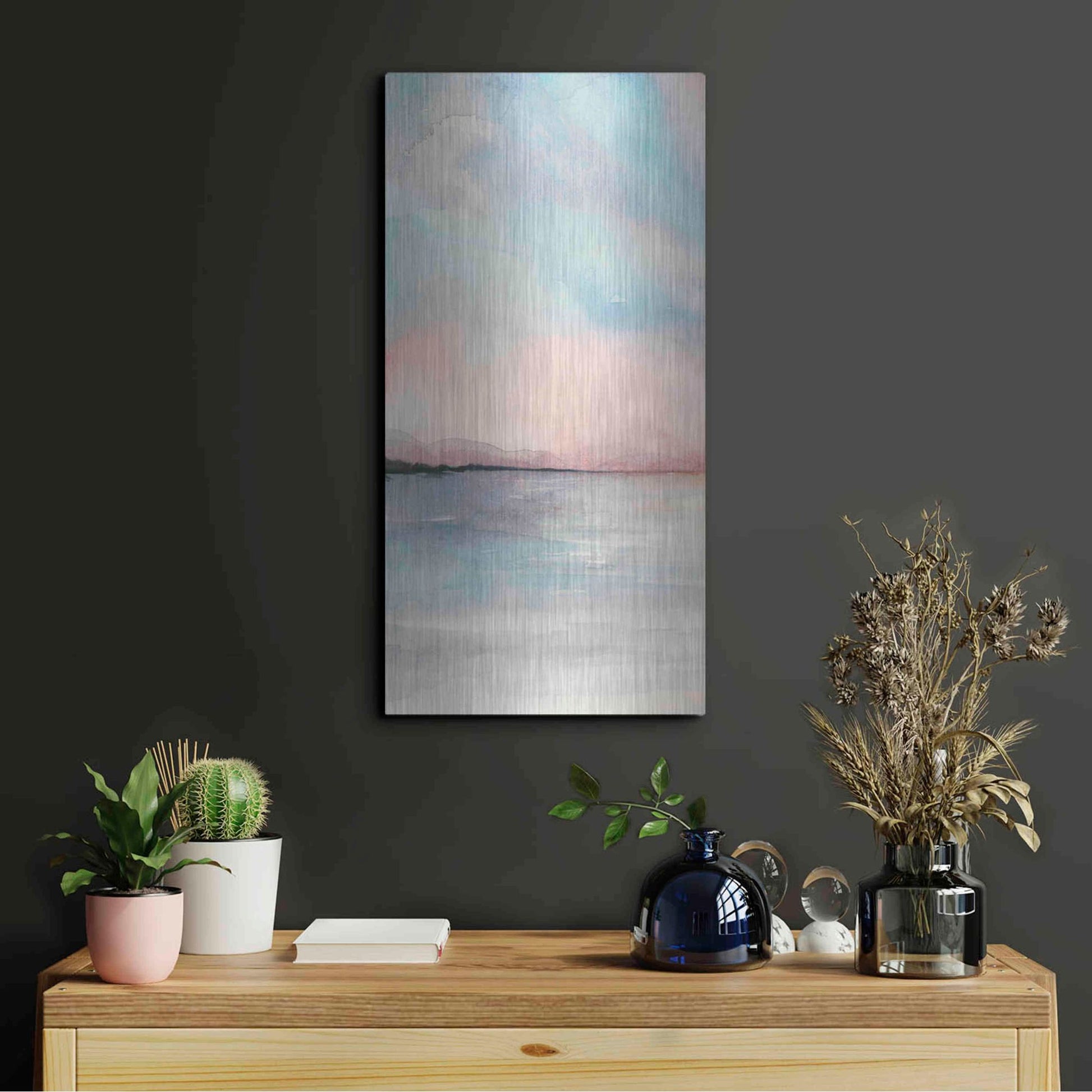 Luxe Metal Art 'Sea Sunset Triptych I' by Grace Popp, Metal Wall Art,12x24