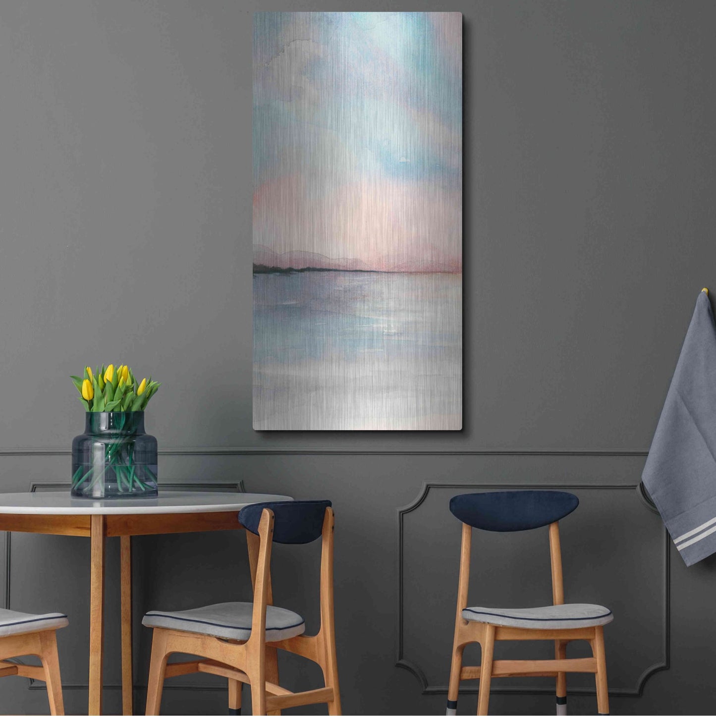 Luxe Metal Art 'Sea Sunset Triptych I' by Grace Popp, Metal Wall Art,24x48