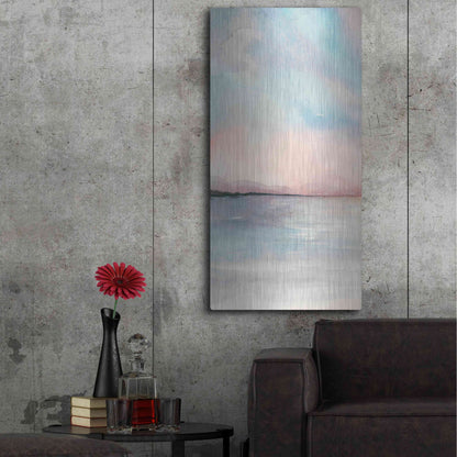 Luxe Metal Art 'Sea Sunset Triptych I' by Grace Popp, Metal Wall Art,24x48