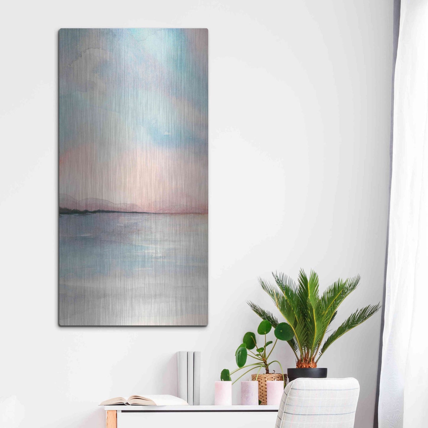 Luxe Metal Art 'Sea Sunset Triptych I' by Grace Popp, Metal Wall Art,24x48