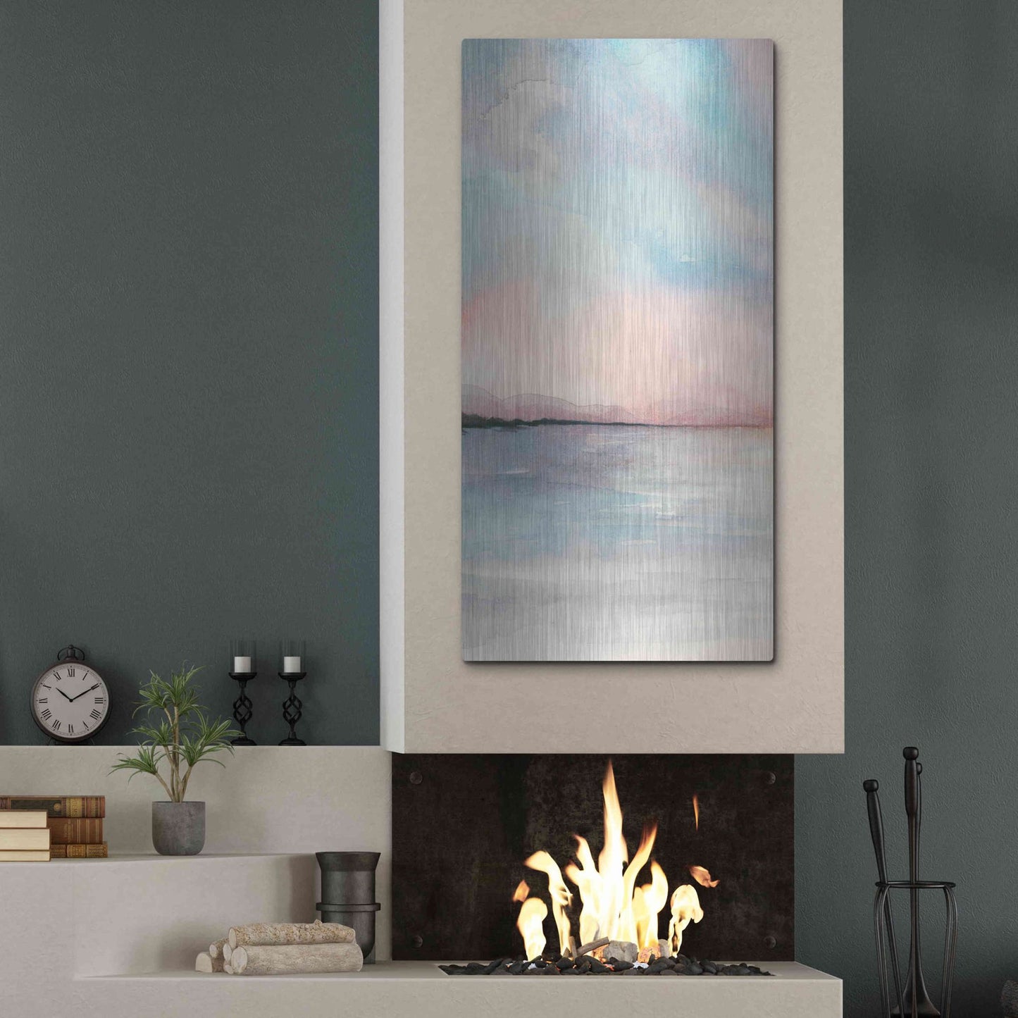 Luxe Metal Art 'Sea Sunset Triptych I' by Grace Popp, Metal Wall Art,24x48