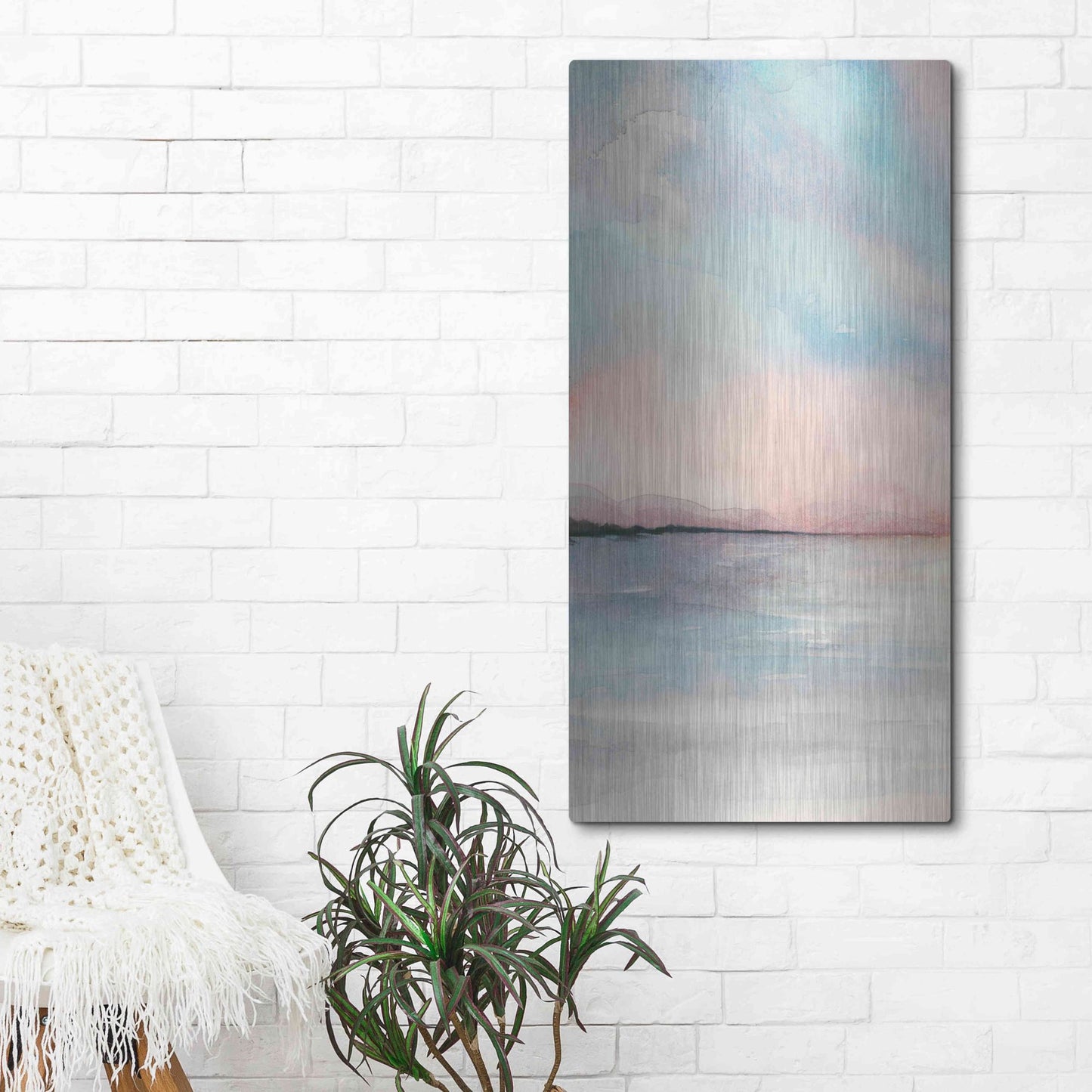 Luxe Metal Art 'Sea Sunset Triptych I' by Grace Popp, Metal Wall Art,24x48