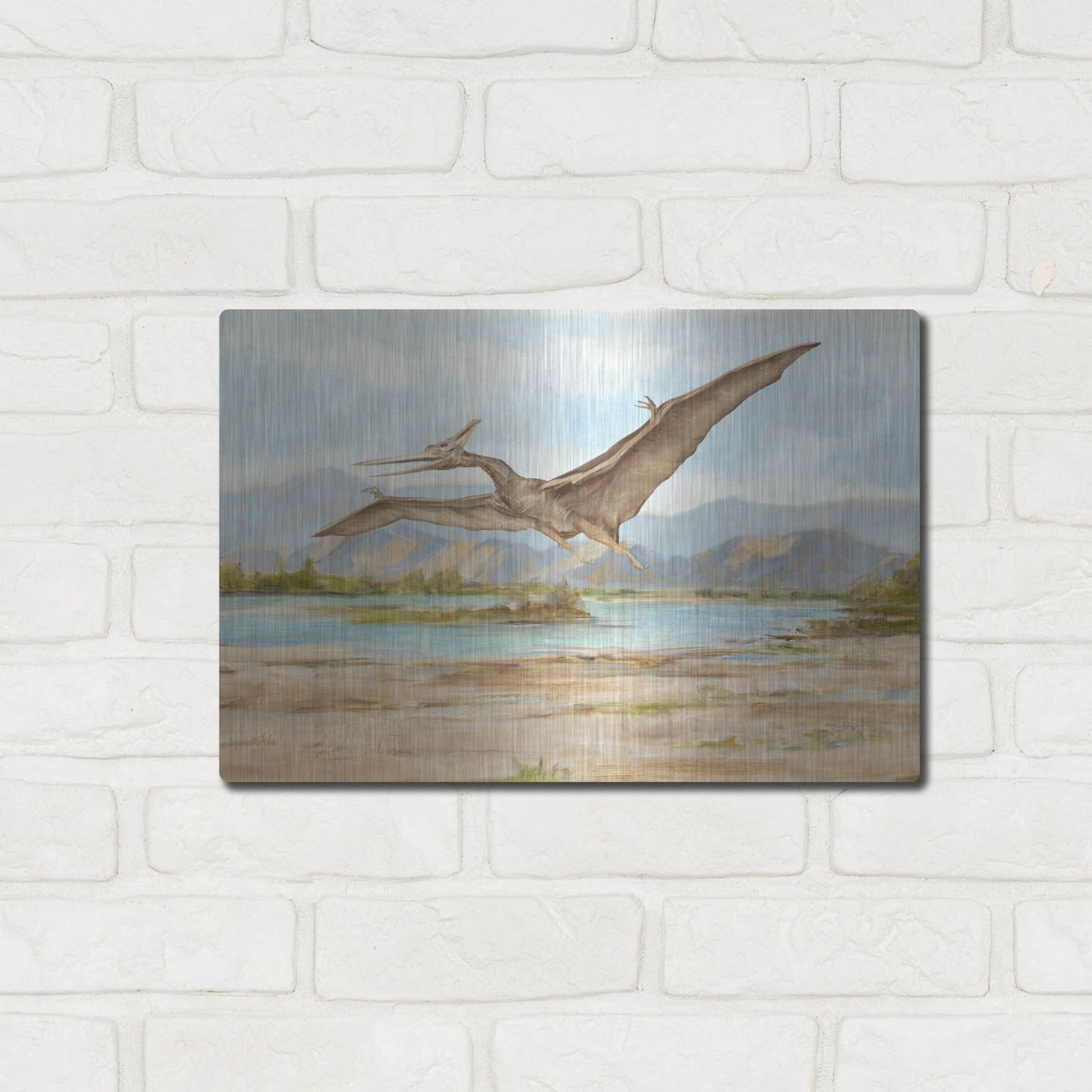 Luxe Metal Art 'Dinosaur Illustration VI' by Ethan Harper, Metal Wall Art,16x12