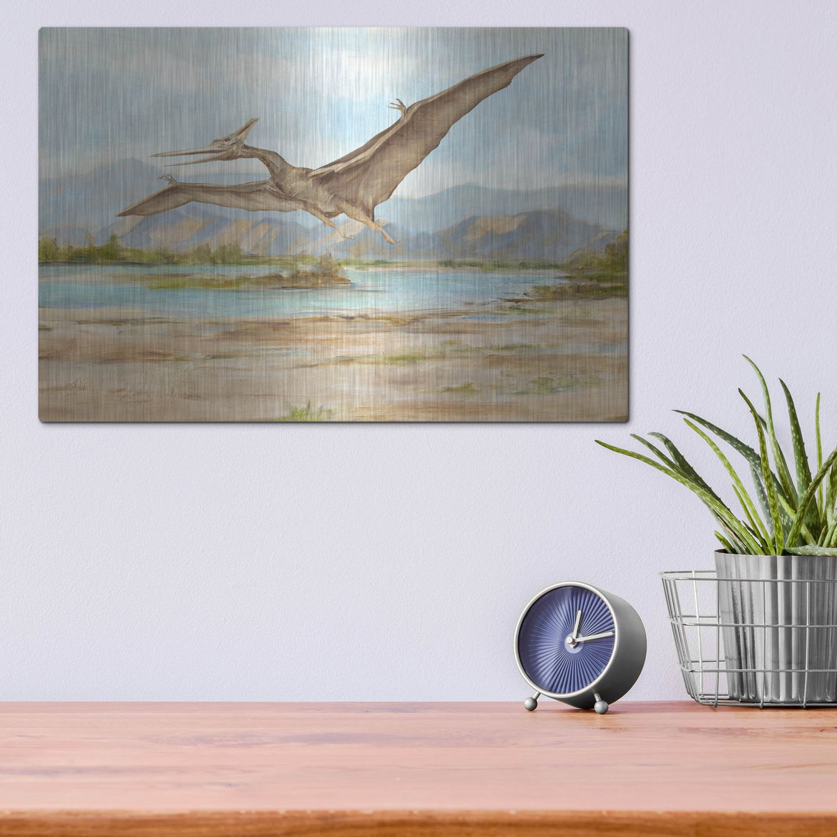 Luxe Metal Art 'Dinosaur Illustration VI' by Ethan Harper, Metal Wall Art,16x12