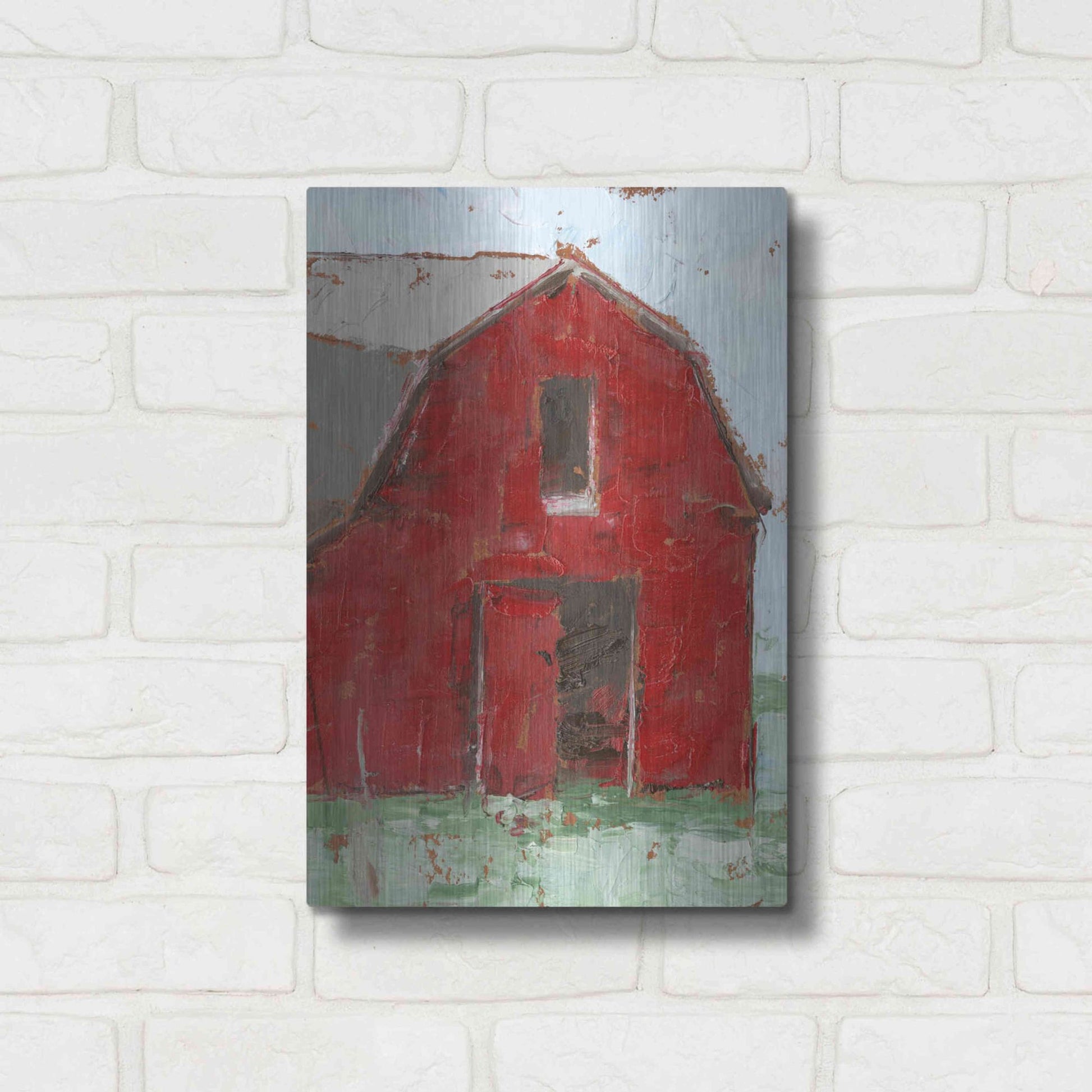 Luxe Metal Art 'Big Red Barn I' by Ethan Harper, Metal Wall Art,12x16