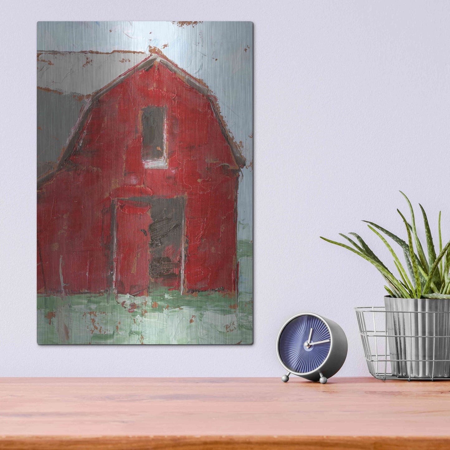 Luxe Metal Art 'Big Red Barn I' by Ethan Harper, Metal Wall Art,12x16