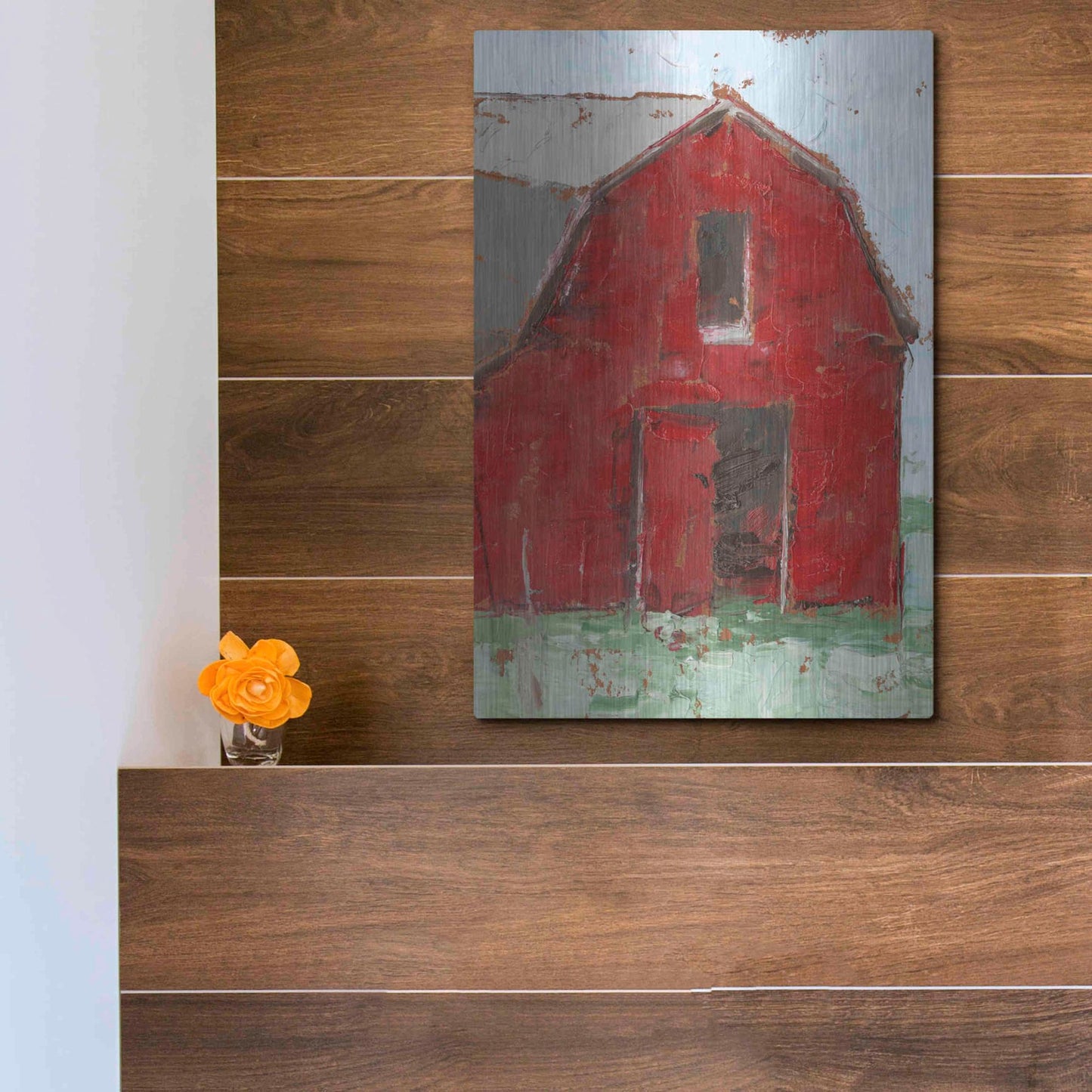 Luxe Metal Art 'Big Red Barn I' by Ethan Harper, Metal Wall Art,12x16