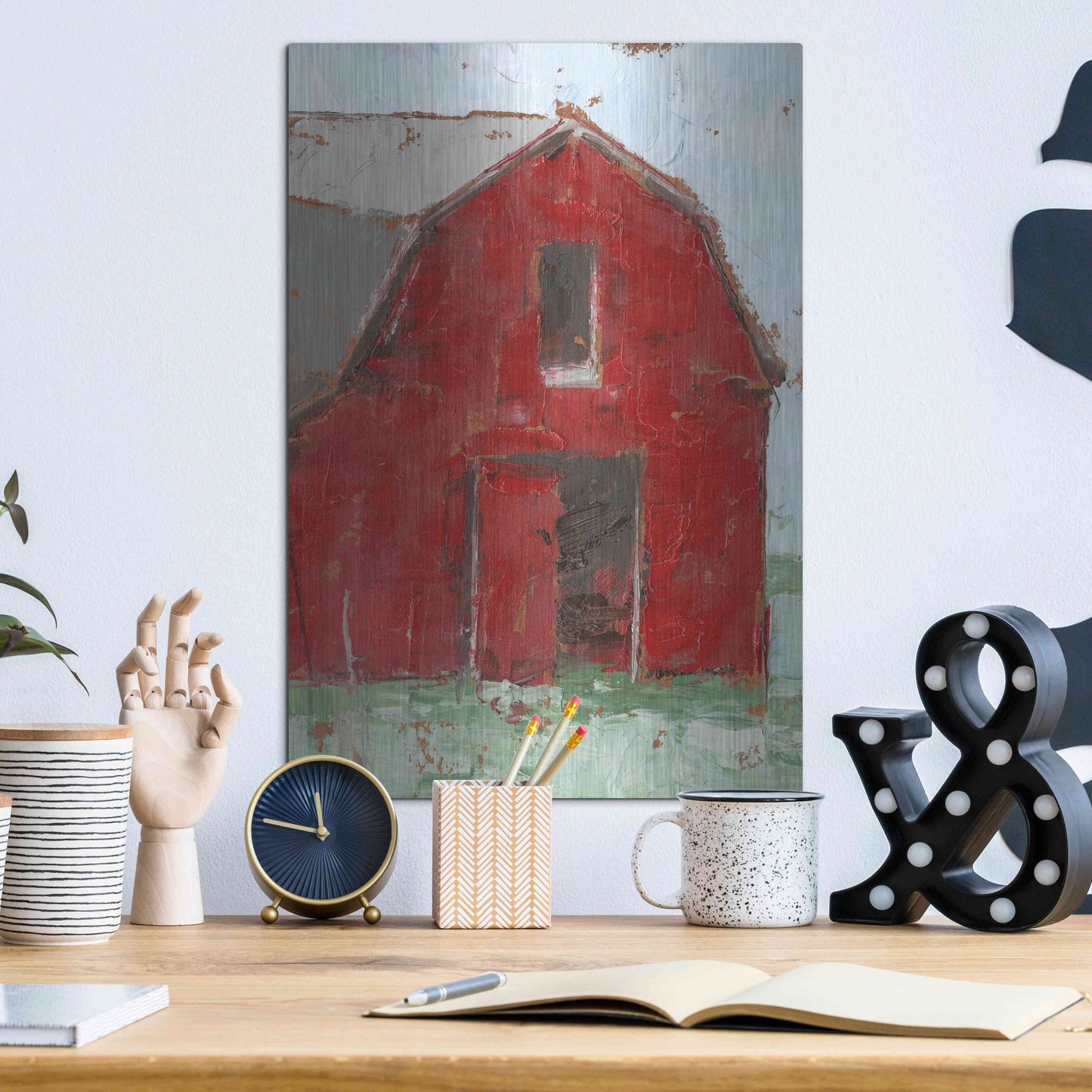 Luxe Metal Art 'Big Red Barn I' by Ethan Harper, Metal Wall Art,12x16