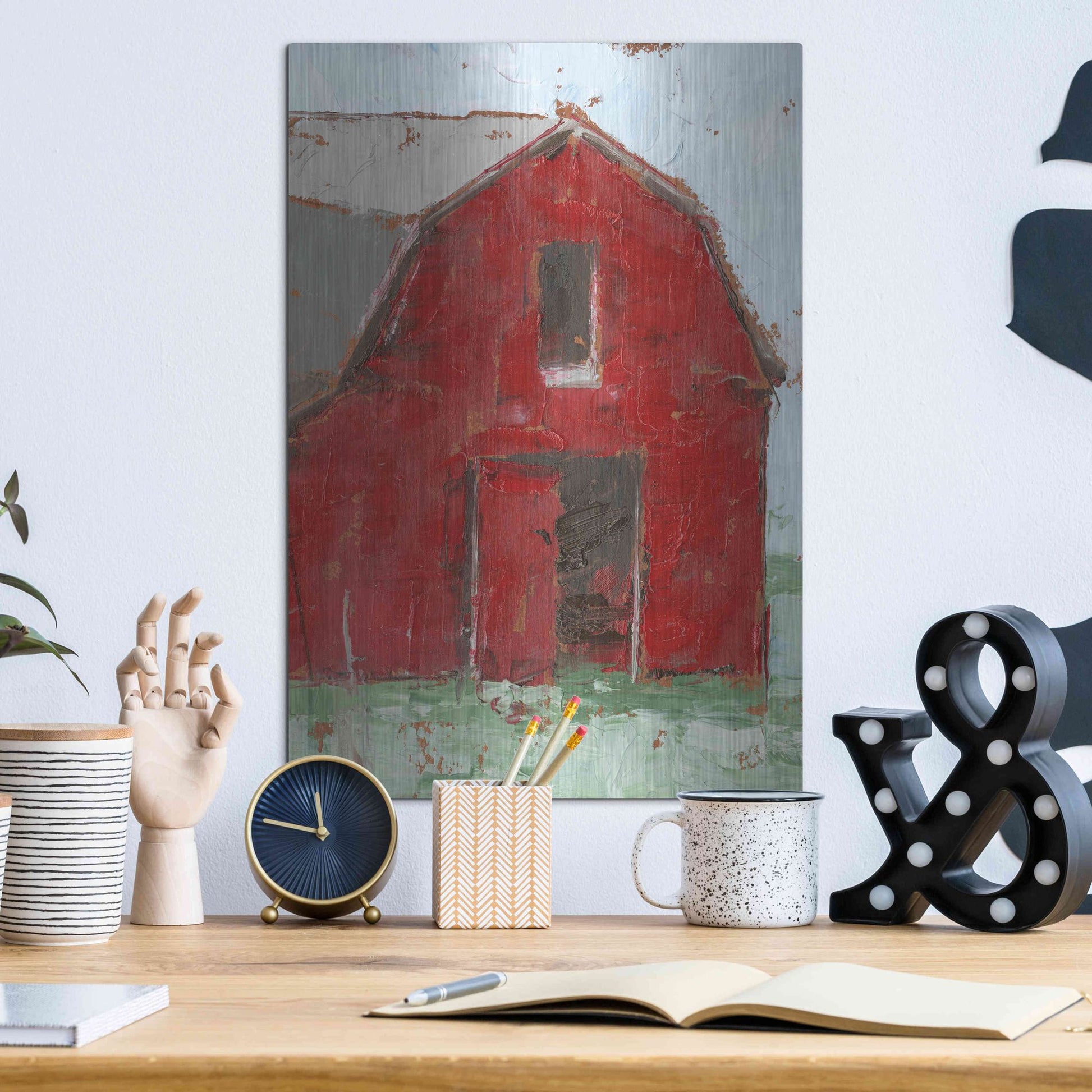 Luxe Metal Art 'Big Red Barn I' by Ethan Harper, Metal Wall Art,12x16