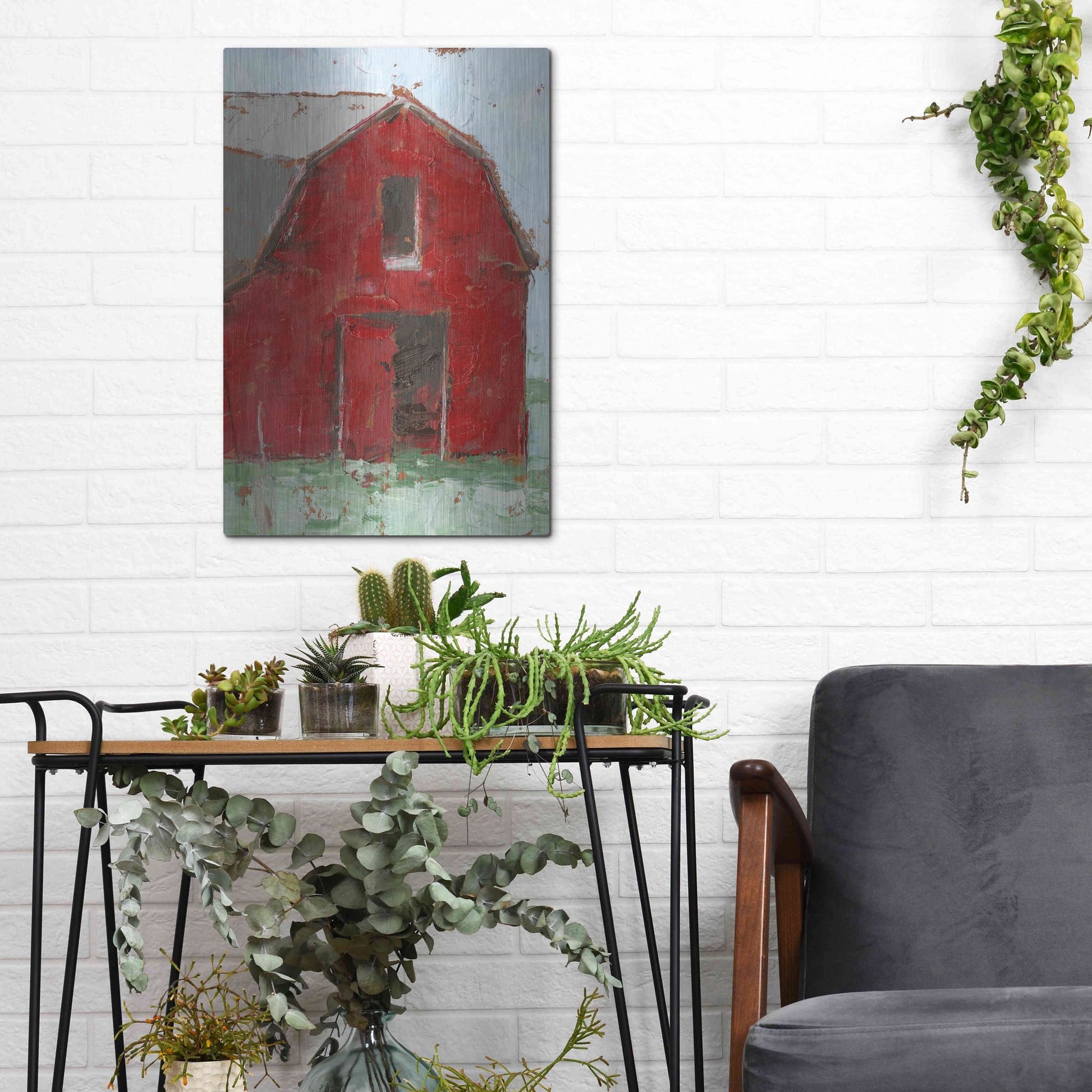 Luxe Metal Art 'Big Red Barn I' by Ethan Harper, Metal Wall Art,12x16