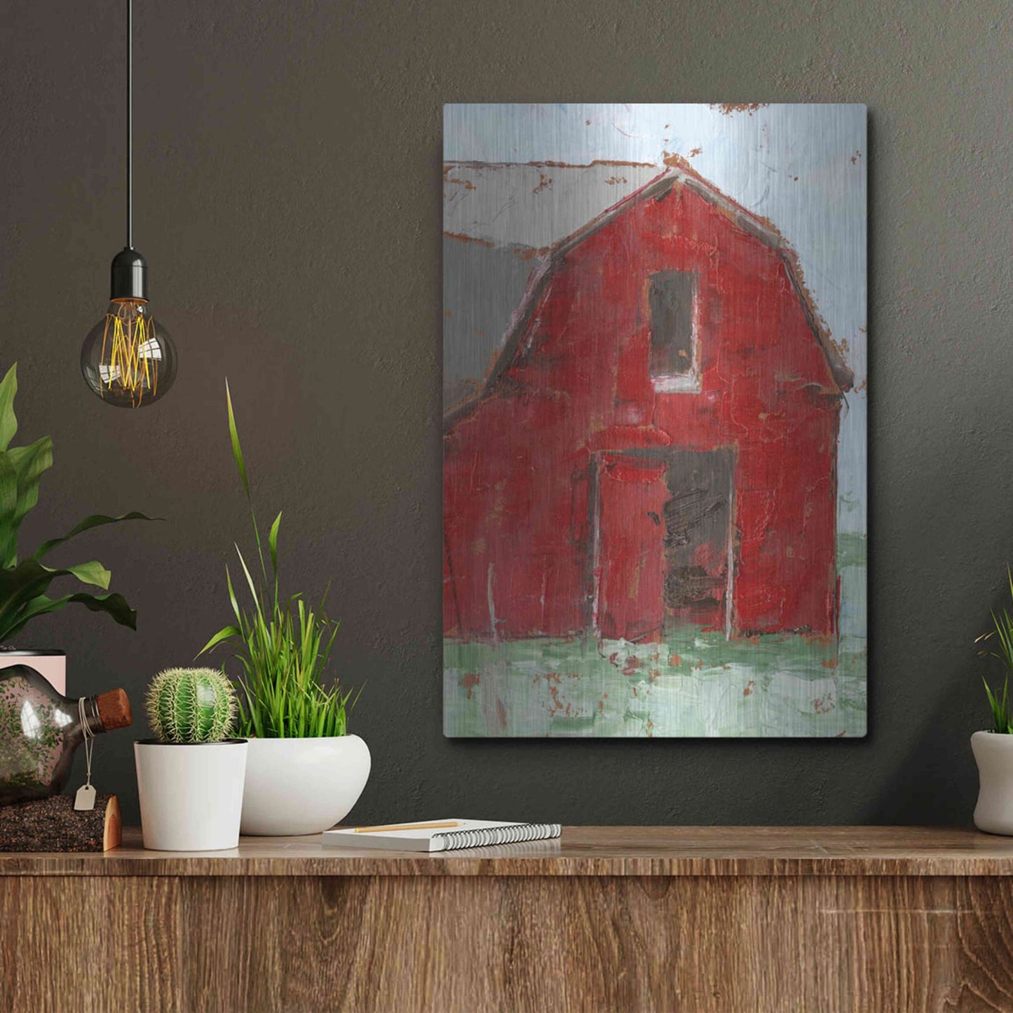 Luxe Metal Art 'Big Red Barn I' by Ethan Harper, Metal Wall Art,12x16