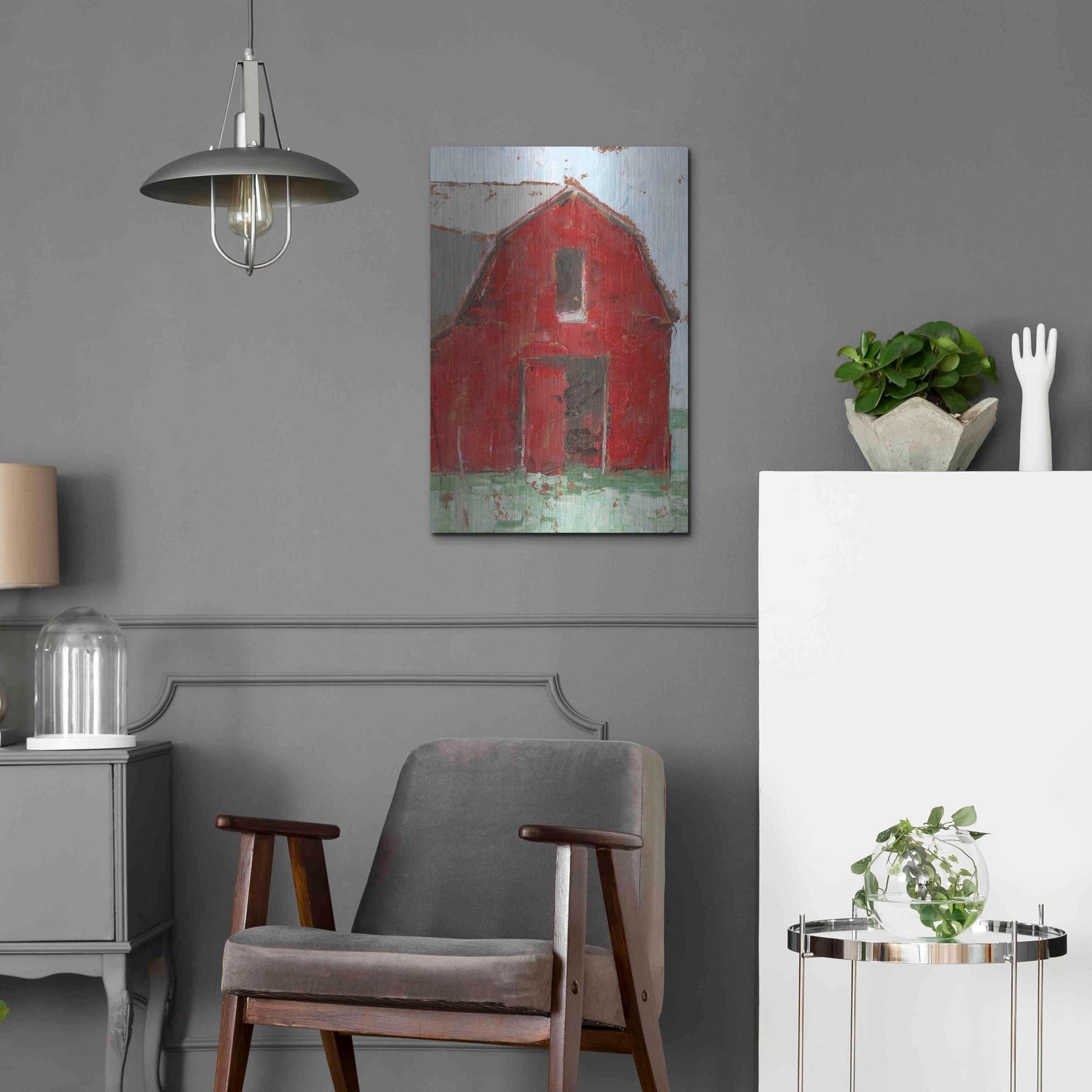 Luxe Metal Art 'Big Red Barn I' by Ethan Harper, Metal Wall Art,16x24