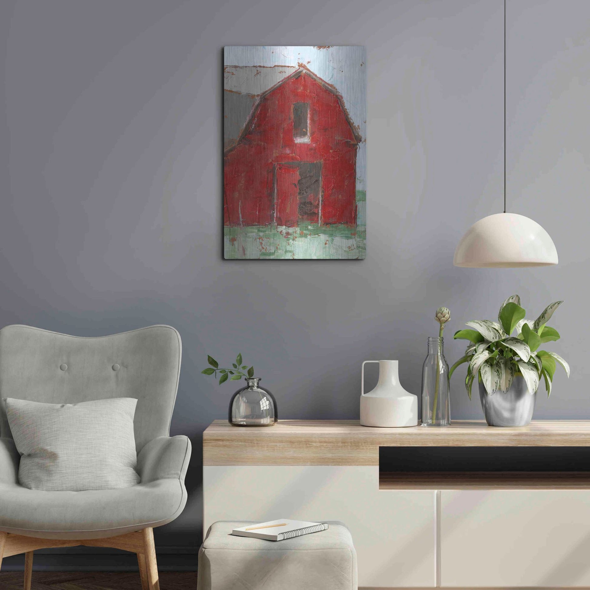Luxe Metal Art 'Big Red Barn I' by Ethan Harper, Metal Wall Art,16x24