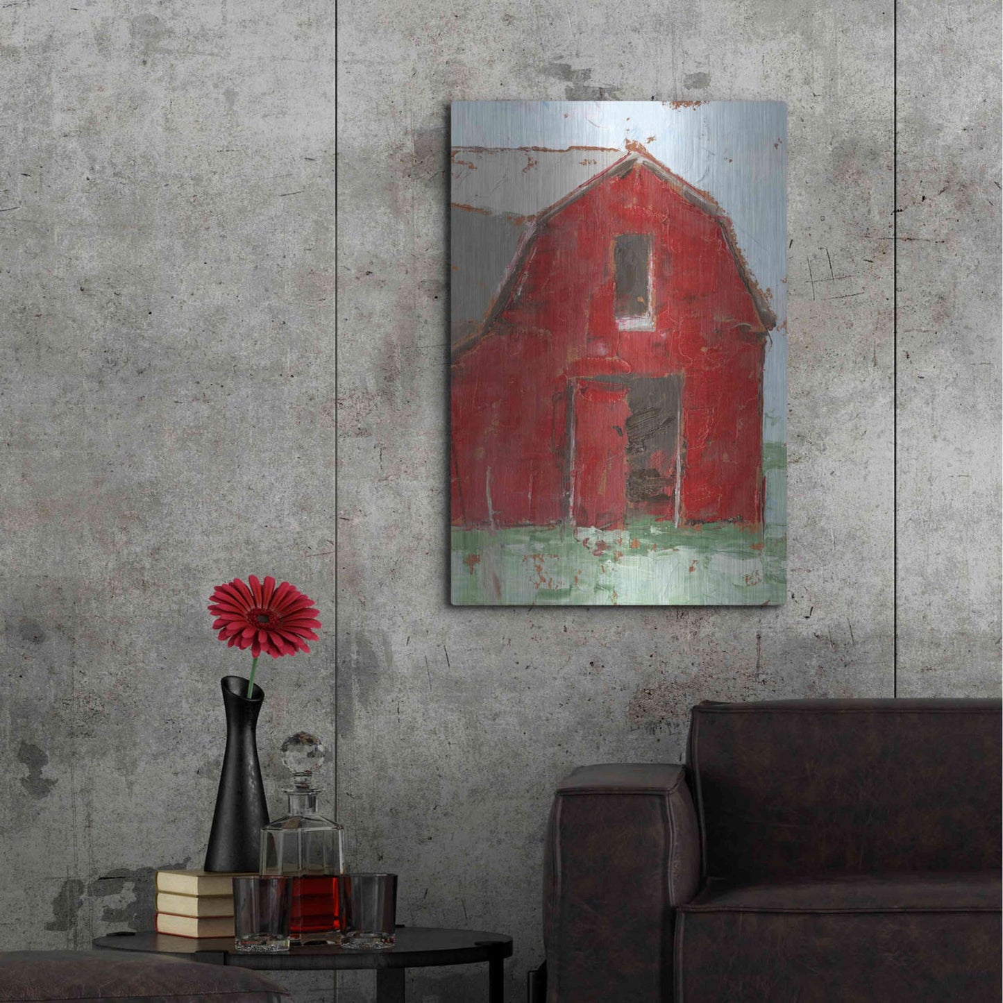Luxe Metal Art 'Big Red Barn I' by Ethan Harper, Metal Wall Art,24x36