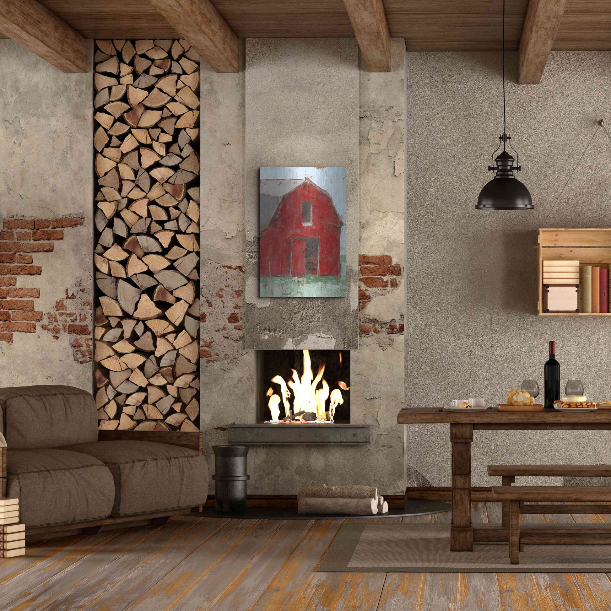 Luxe Metal Art 'Big Red Barn I' by Ethan Harper, Metal Wall Art,24x36