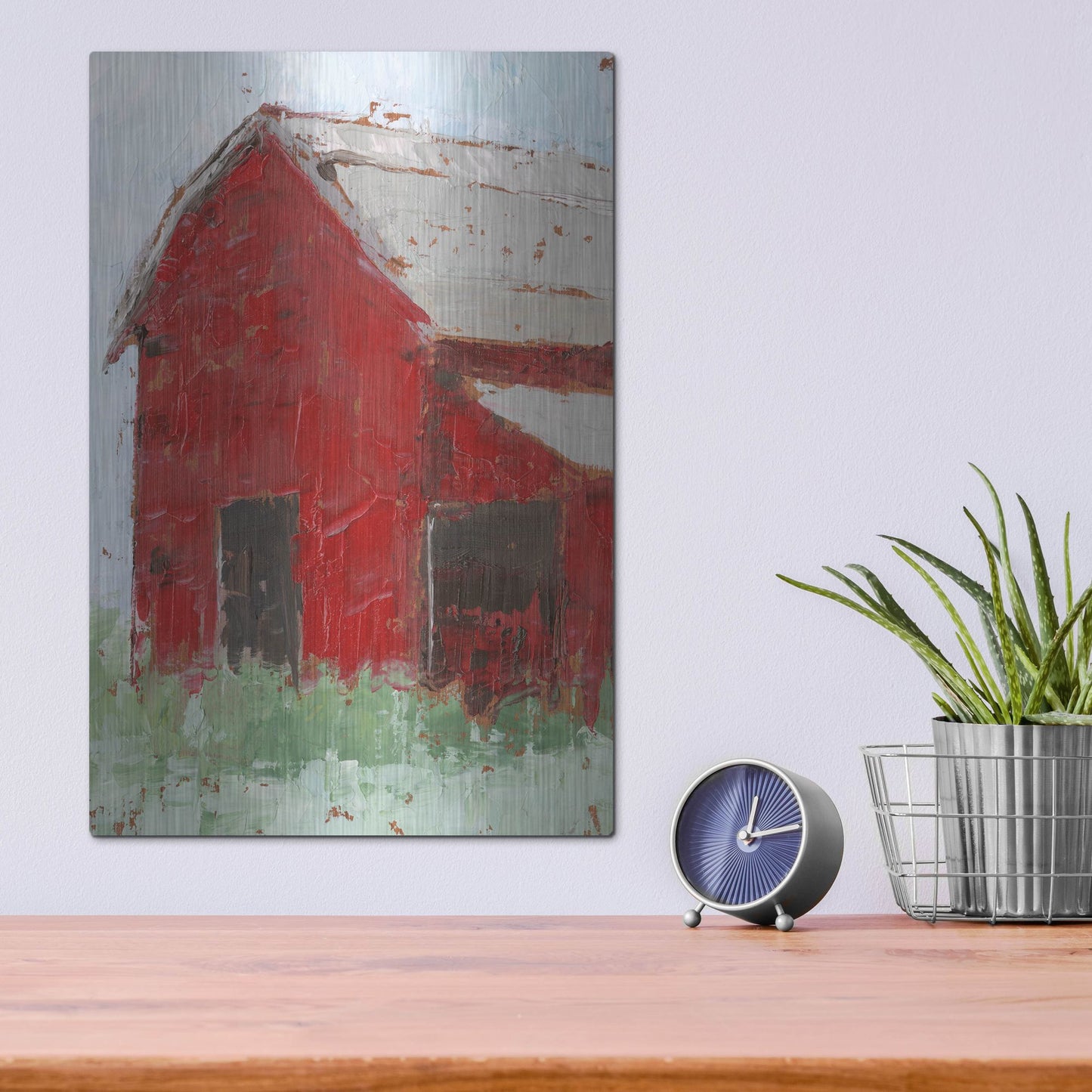 Luxe Metal Art 'Big Red Barn II' by Ethan Harper, Metal Wall Art,12x16