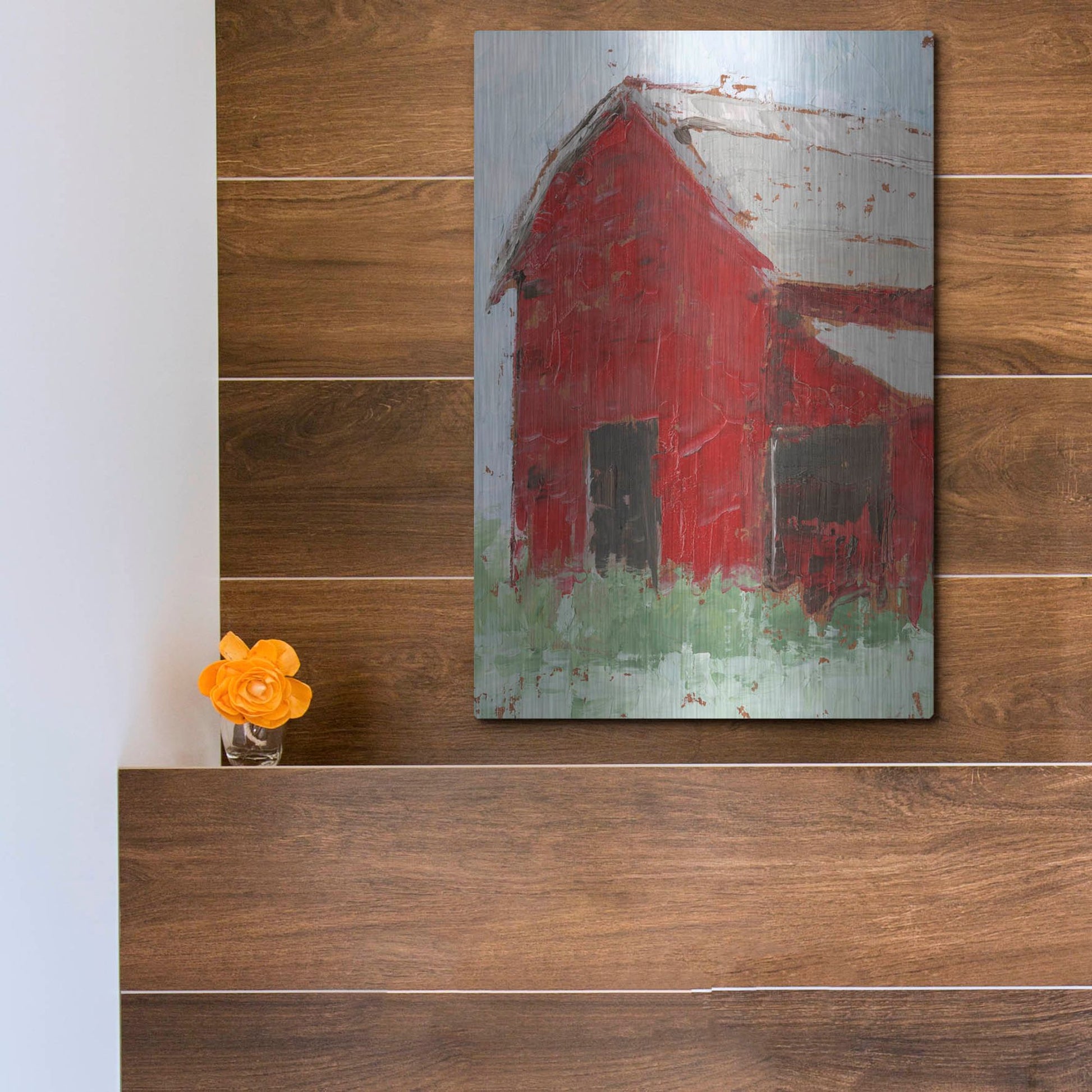 Luxe Metal Art 'Big Red Barn II' by Ethan Harper, Metal Wall Art,12x16