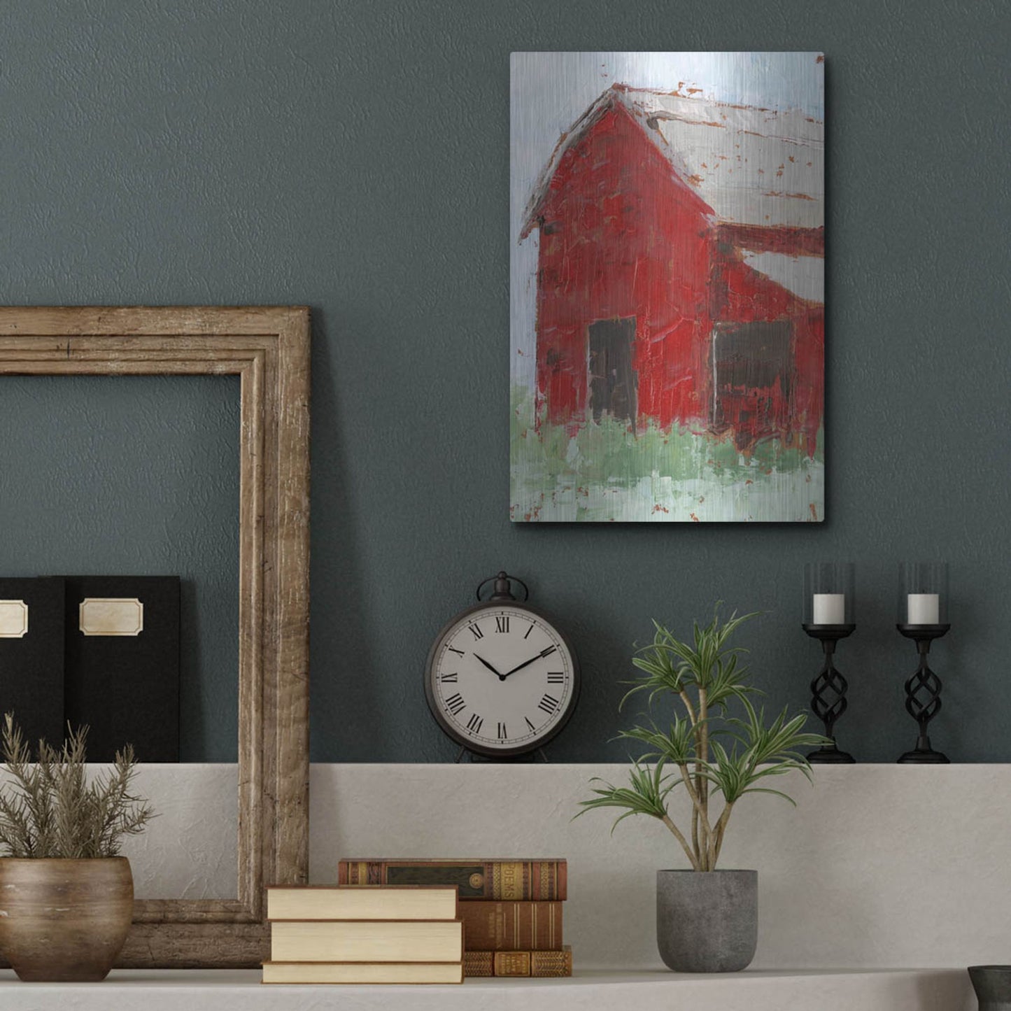 Luxe Metal Art 'Big Red Barn II' by Ethan Harper, Metal Wall Art,12x16