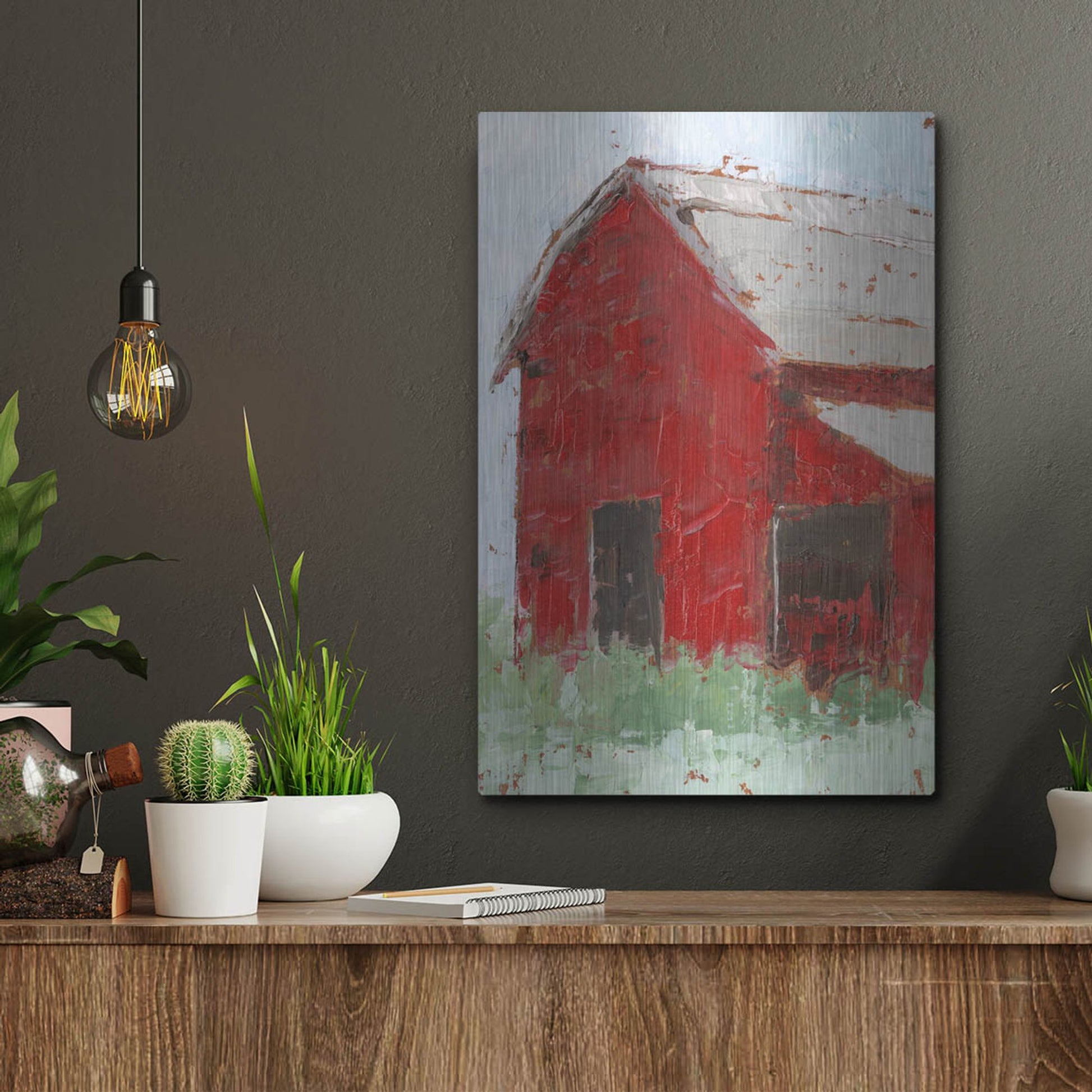 Luxe Metal Art 'Big Red Barn II' by Ethan Harper, Metal Wall Art,12x16