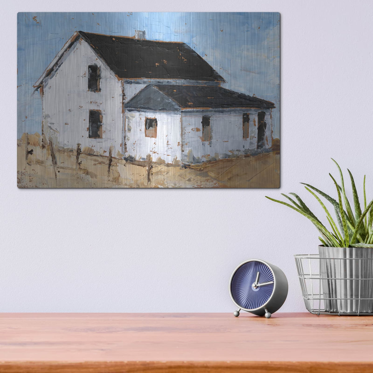 'Abandoned Farmhouse II' by Ethan Harper – Metal Wall Art, 16x12 room view