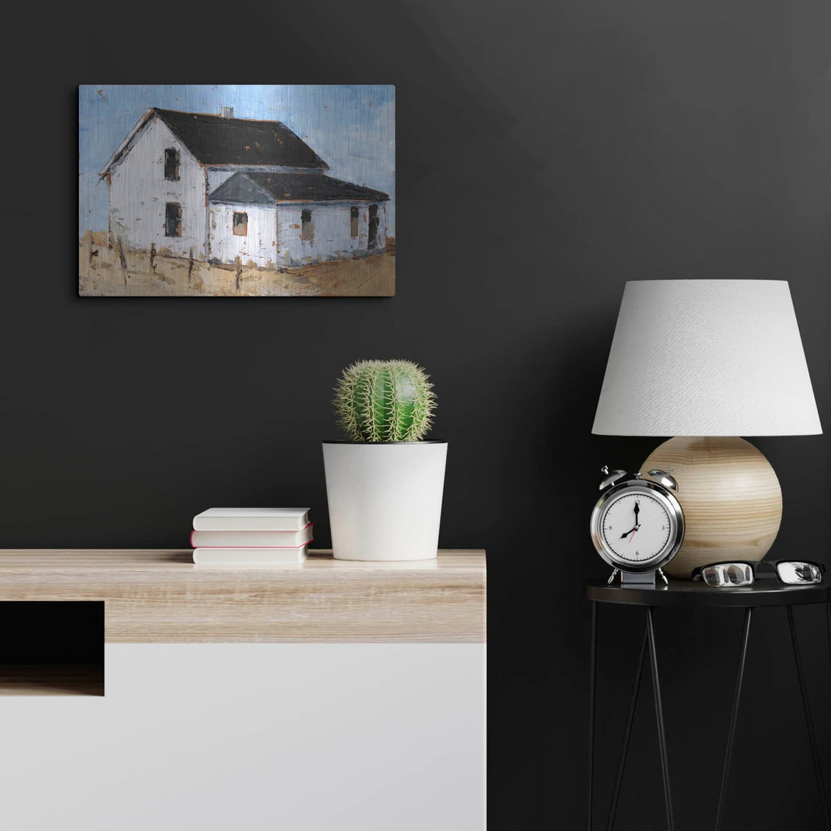 'Abandoned Farmhouse II' by Ethan Harper – Metal Wall Art, 24x16 room view