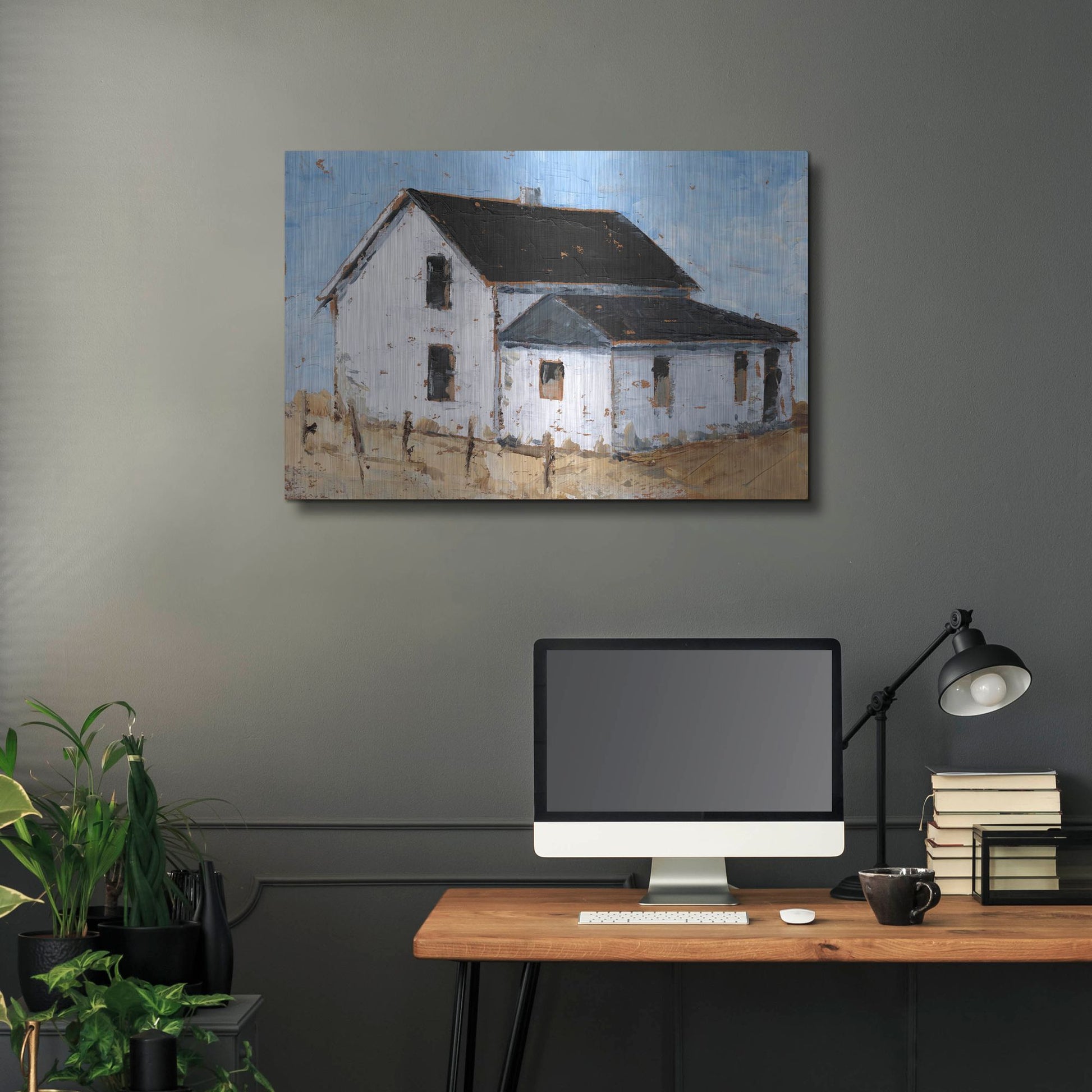 Luxe Metal Art 'Abandoned Farmhouse II' by Ethan Harper, Metal Wall Art,36x24