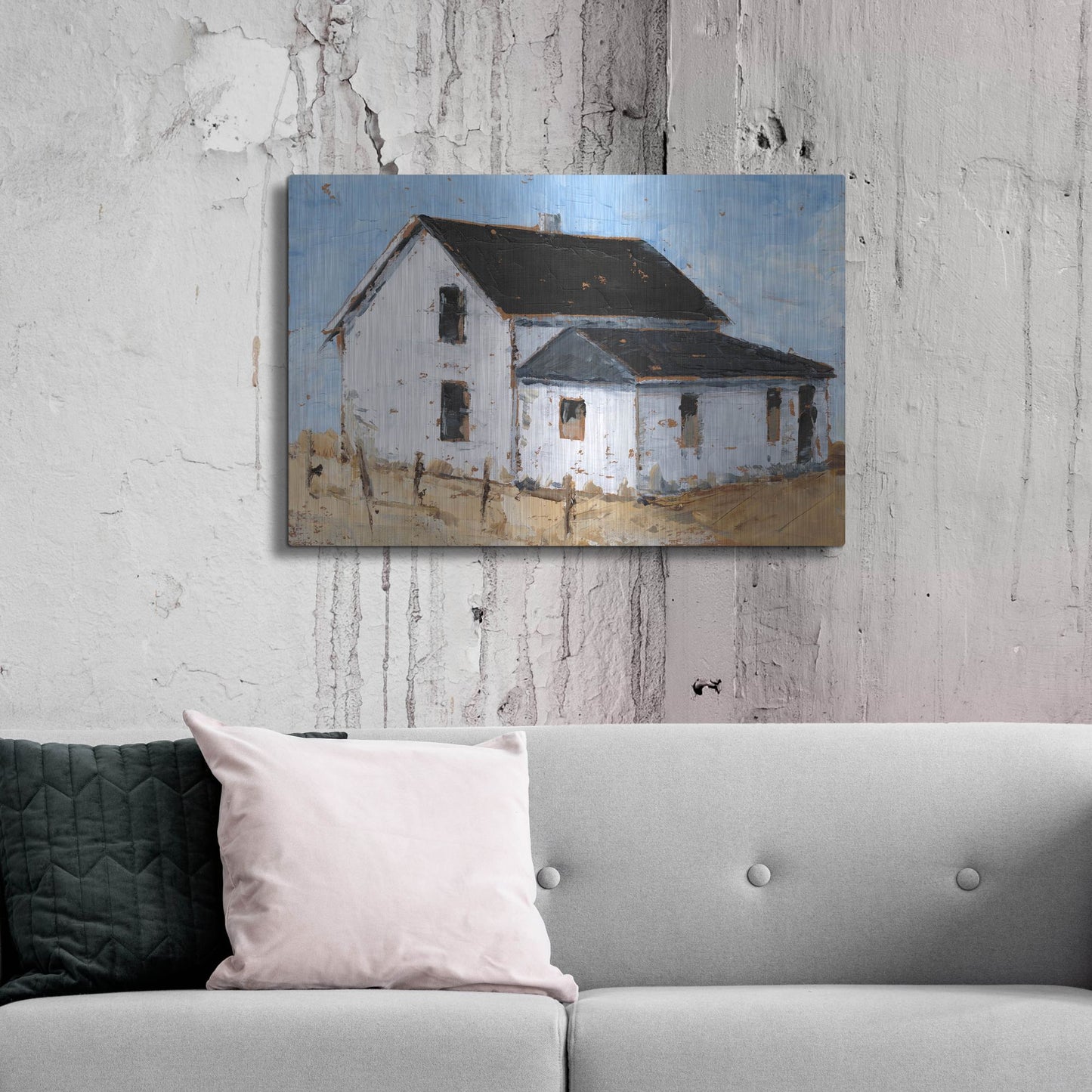 Luxe Metal Art 'Abandoned Farmhouse II' by Ethan Harper, Metal Wall Art,36x24