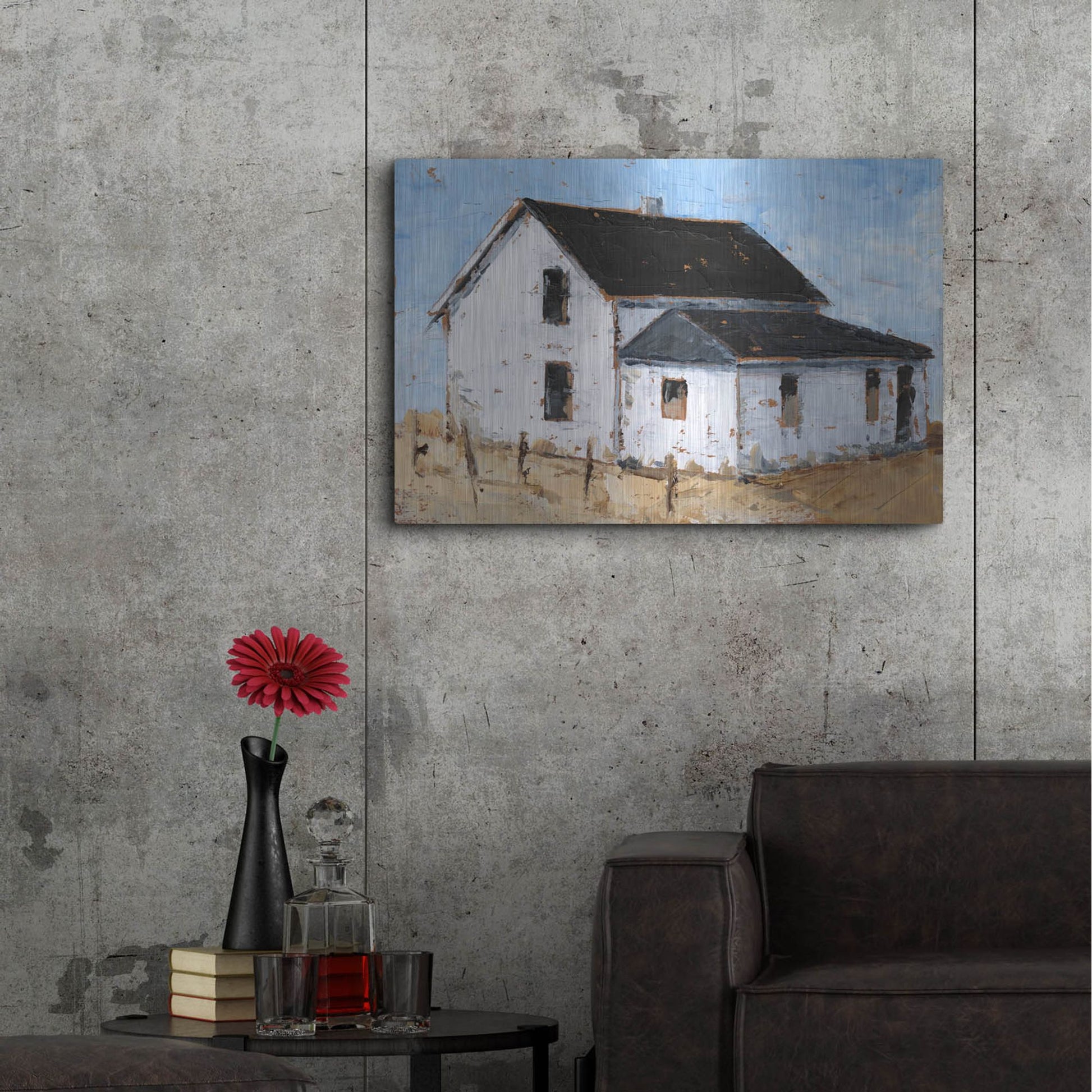 Luxe Metal Art 'Abandoned Farmhouse II' by Ethan Harper, Metal Wall Art,36x24