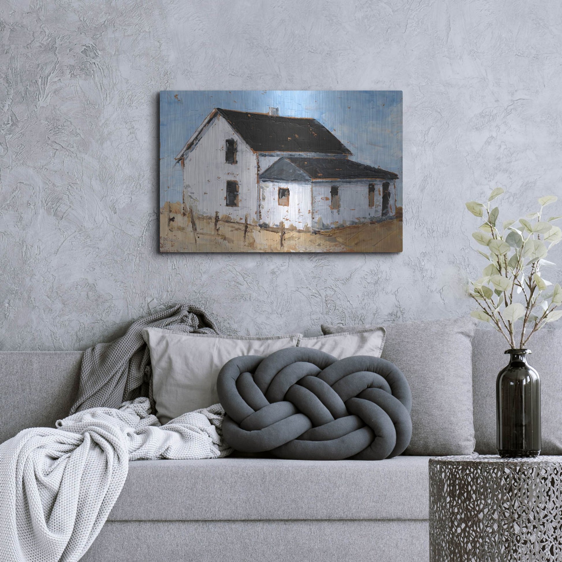 Luxe Metal Art 'Abandoned Farmhouse II' by Ethan Harper, Metal Wall Art,36x24