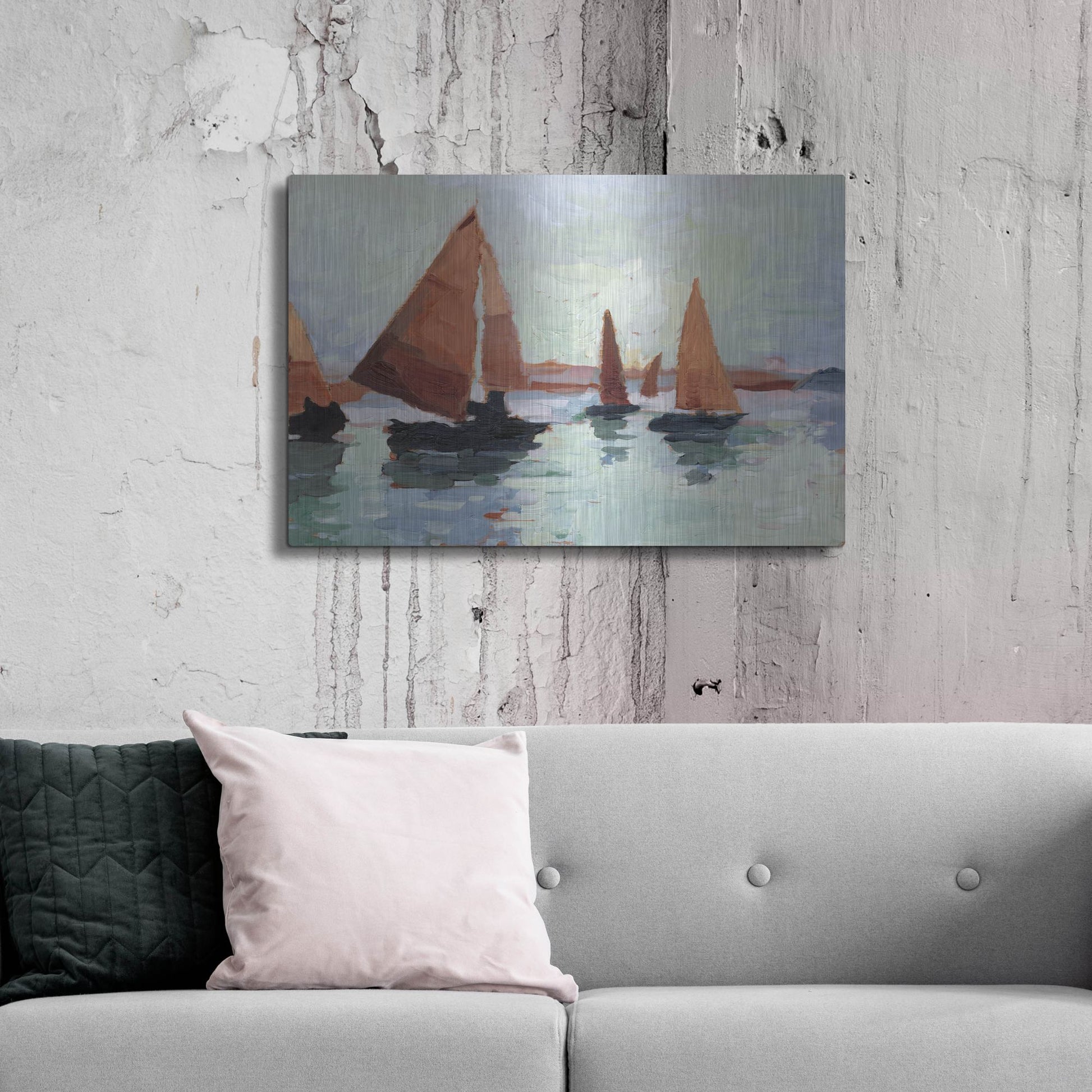 Luxe Metal Art 'Sunset Harbor I' by Ethan Harper, Metal Wall Art,36x24