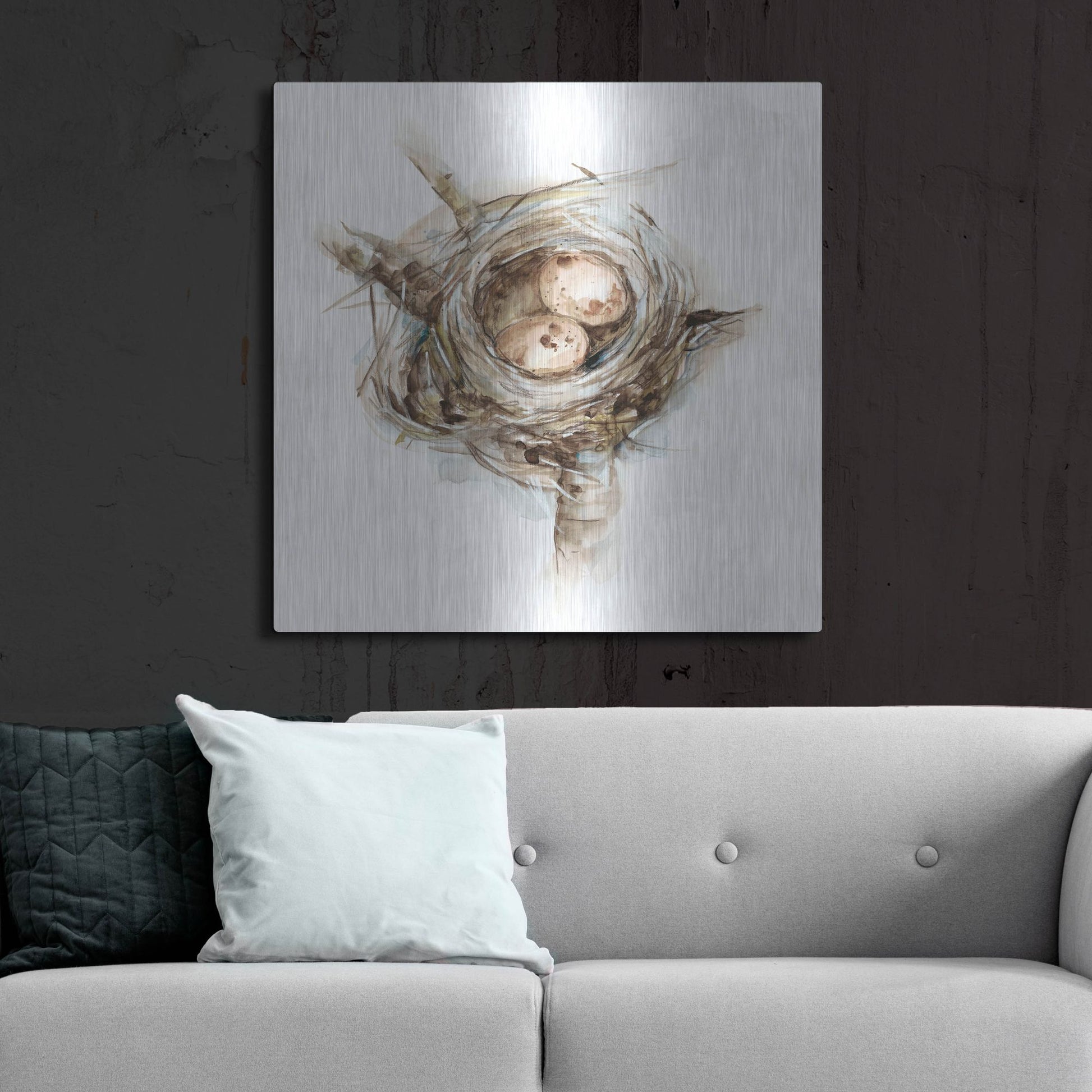 Luxe Metal Art 'Bird Nest Study I' by Ethan Harper, Metal Wall Art,36x36